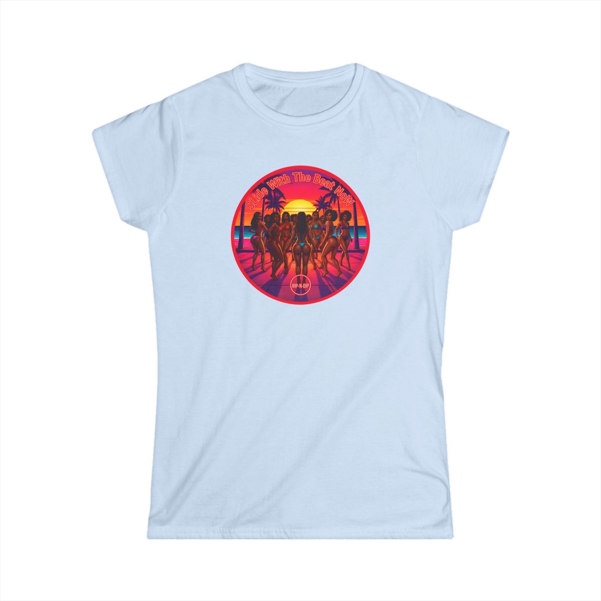 Women's Softstyle Tee — '' Slide With The Best Now" Classic White Crewneck T-Shirt