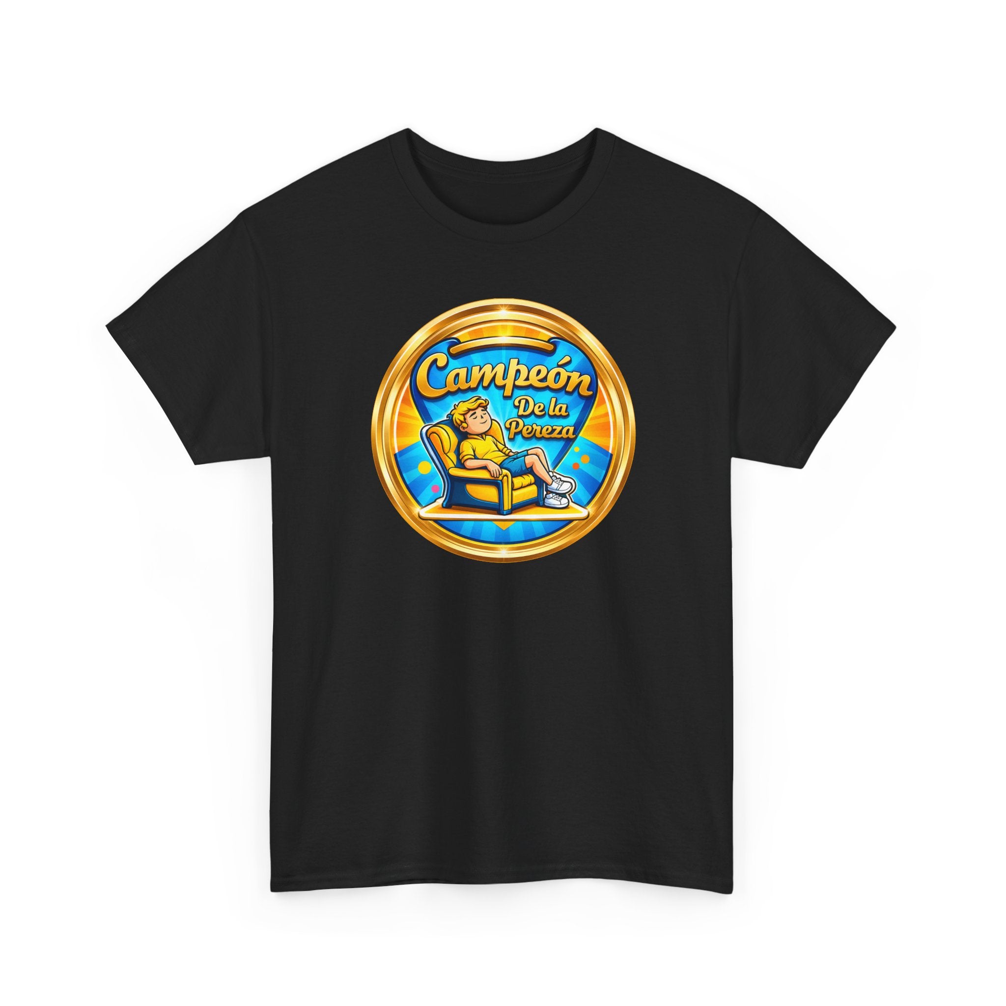 "Campeón De La Pereza" Tee — Gold Badge Adventure T‑Shirt
