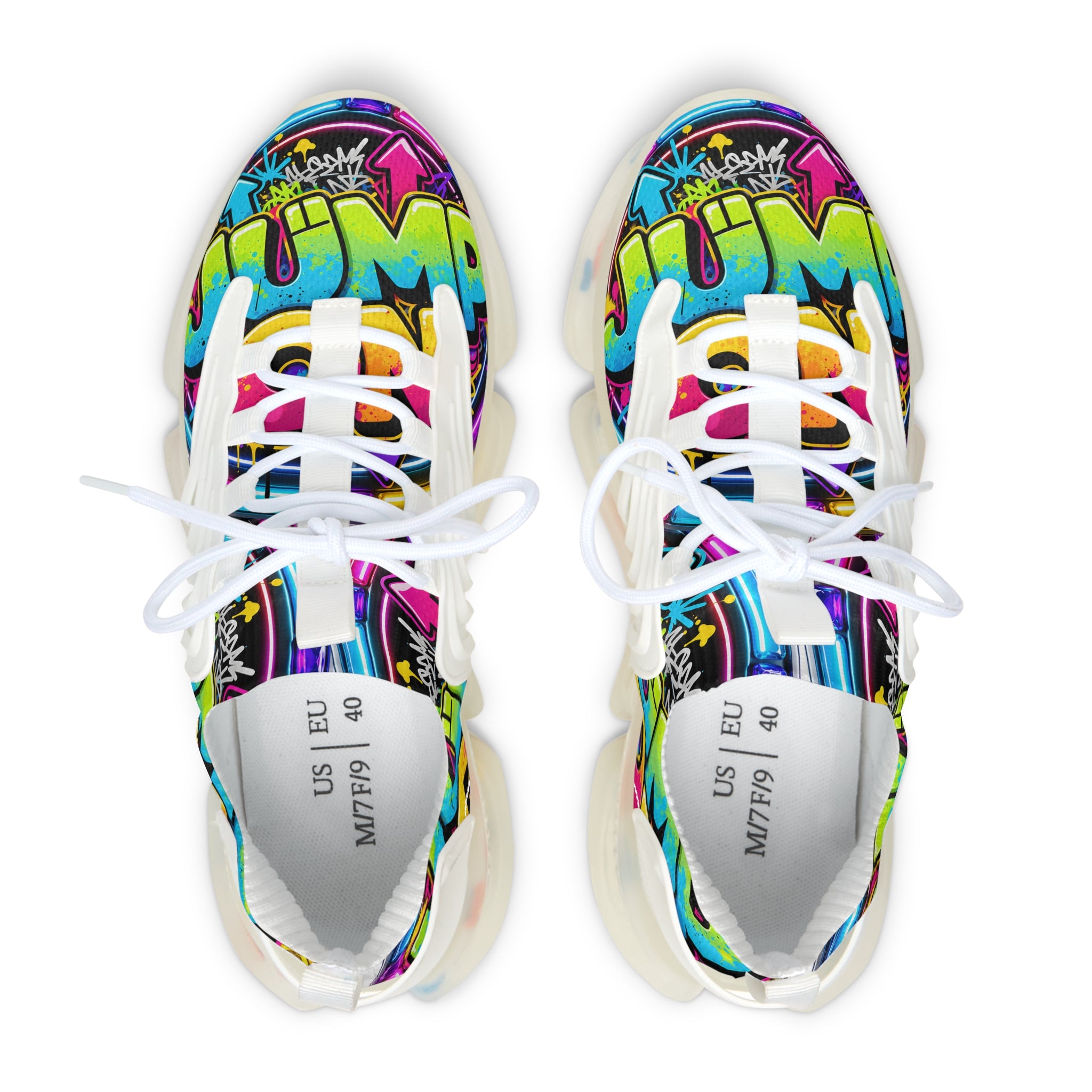 Women's Mesh Sneakers — "Jump On" Colorful Graffiti Streetwear Athletic Shoes