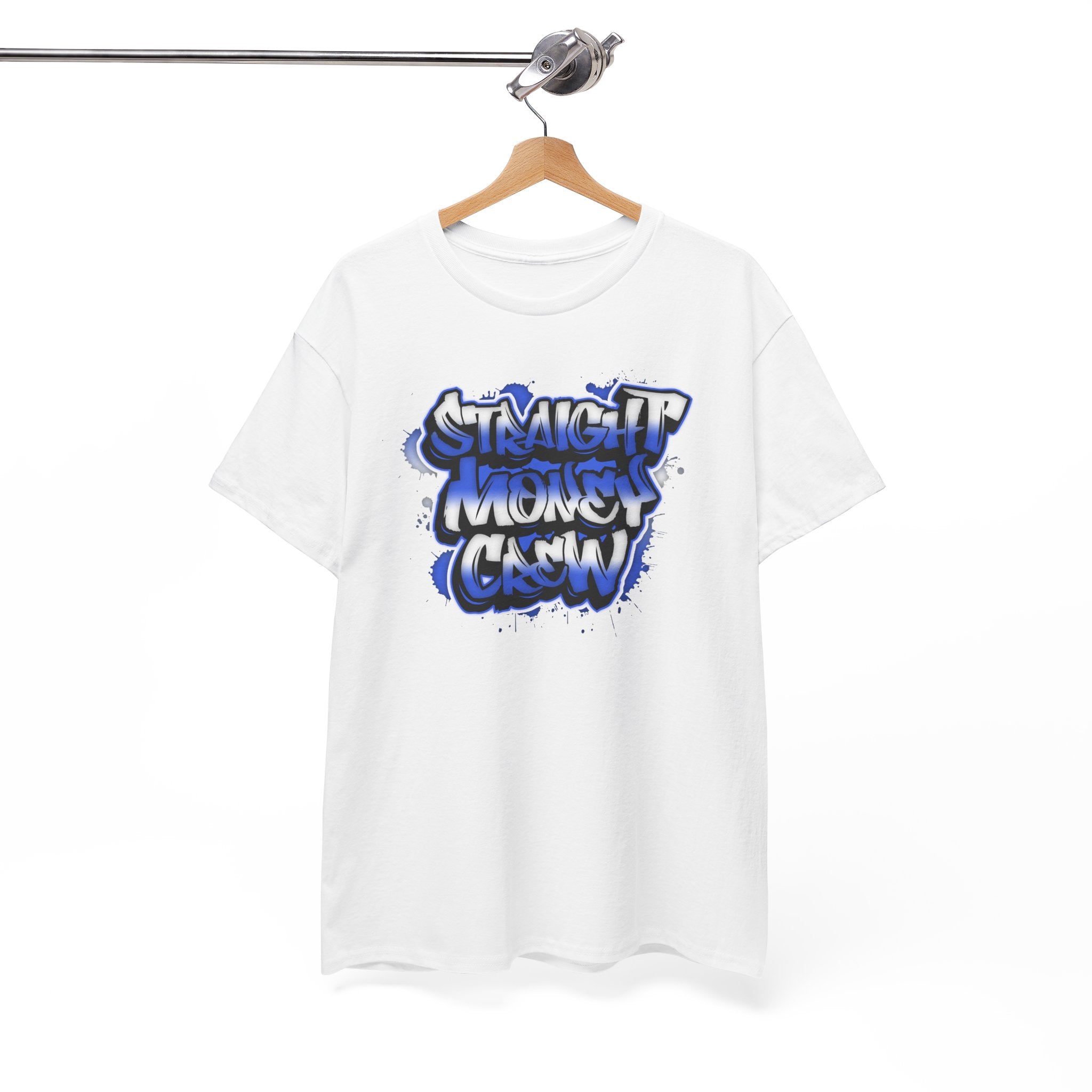 T-Shirt — "Stackin' Money Crew" Blue Graffiti Graphic Tee