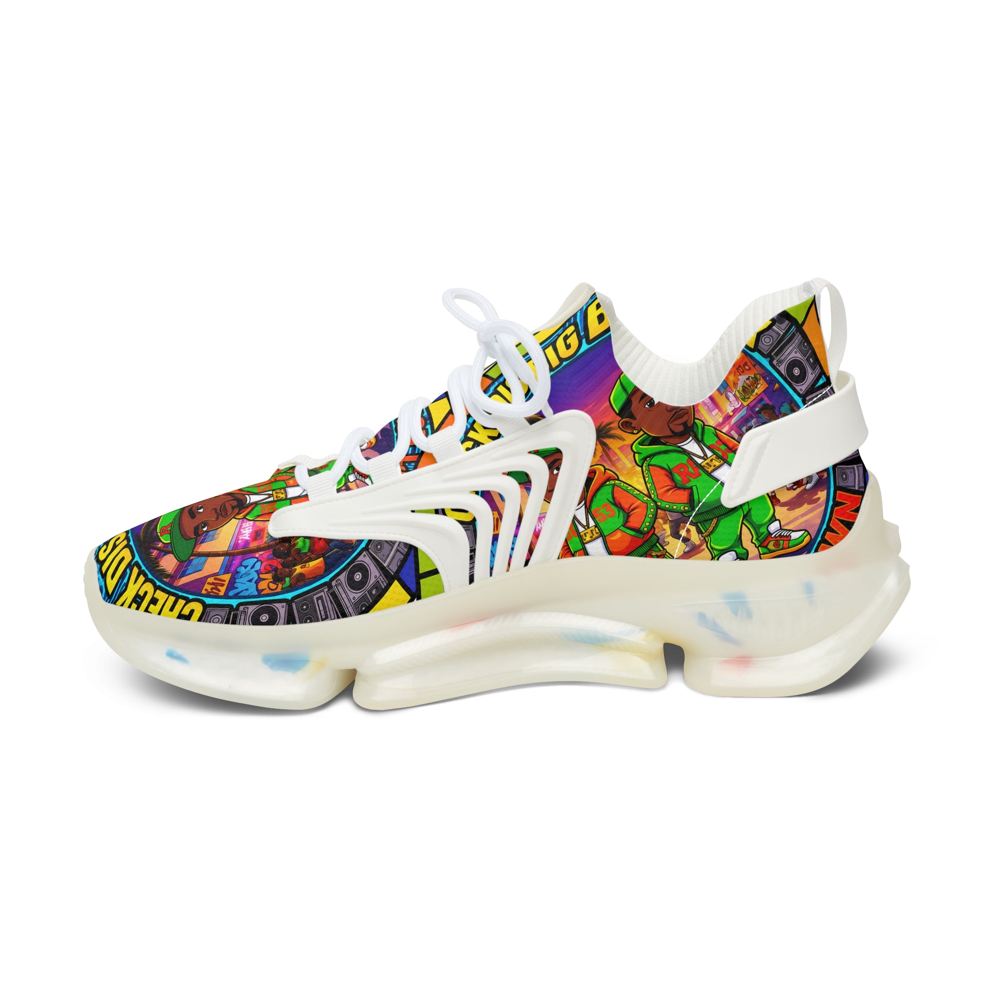 Women's Mesh Sneakers — Colorful Retro 'Check Dis Big Boy Remix' Graphic Trainers