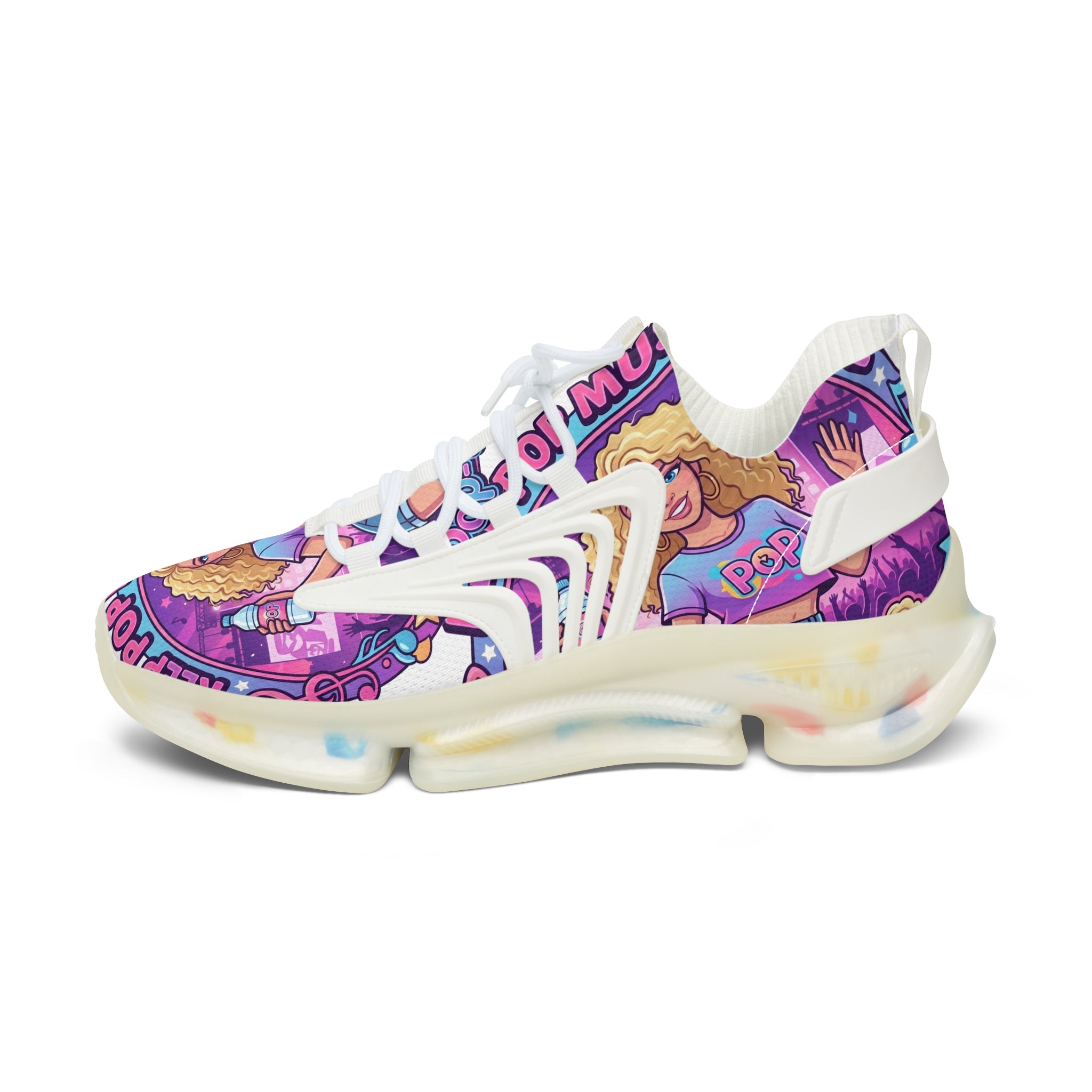 Women’s Mesh Sneakers —"Keep Pop Music Alive " Women's Trendy Printed Athletic Shoes