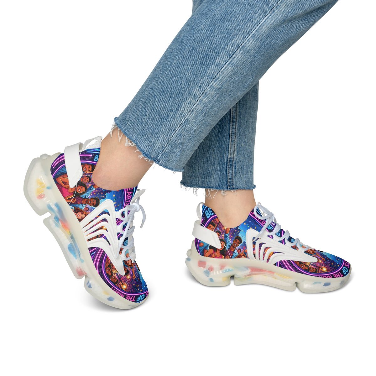 Women’s Mesh Sneakers — Colorful 'Be Young Of Hearts of the Night' Graphic Athletic Shoes
