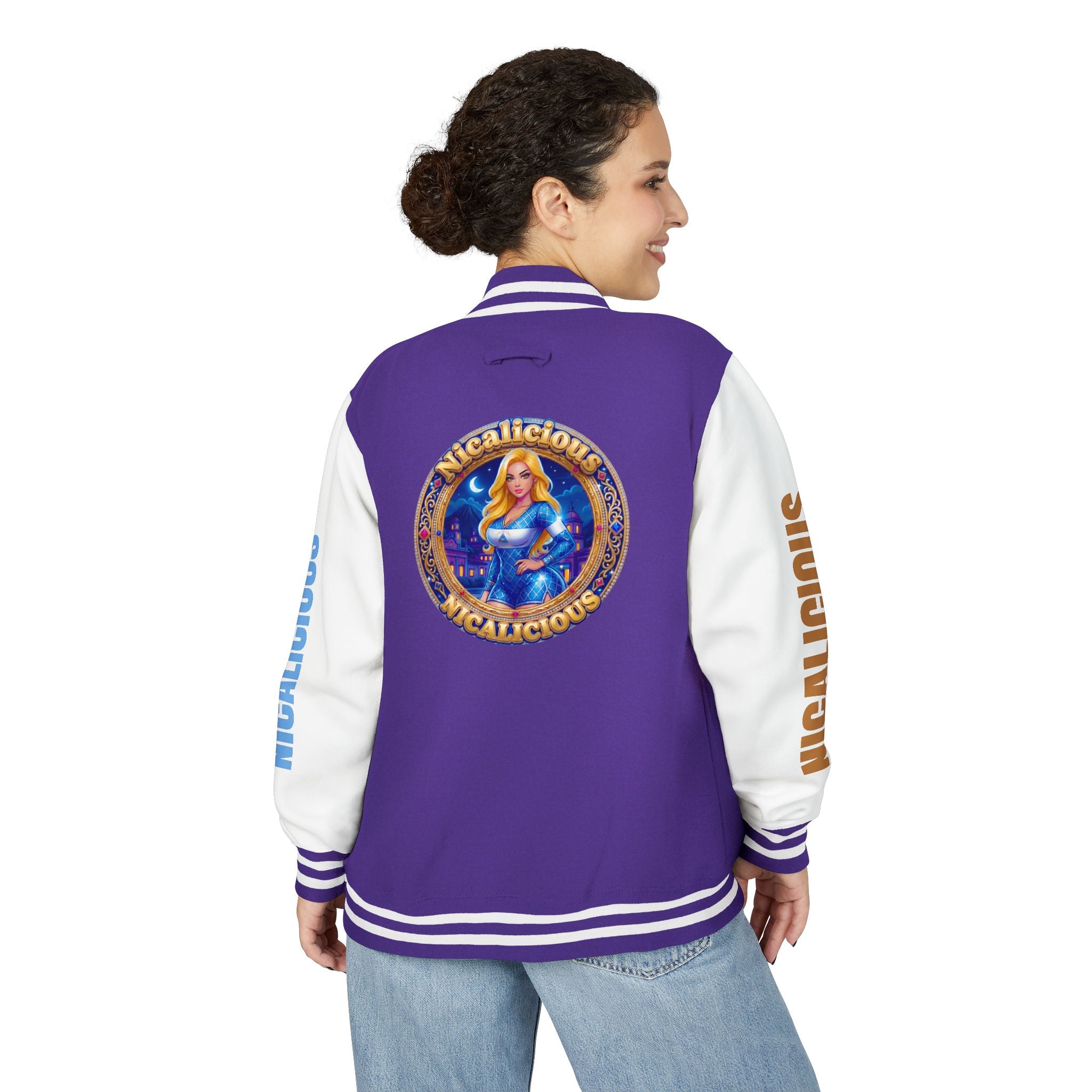 Letterman Jacket — 'Nicalicious' Retro Varsity Jacket with Angel Crest