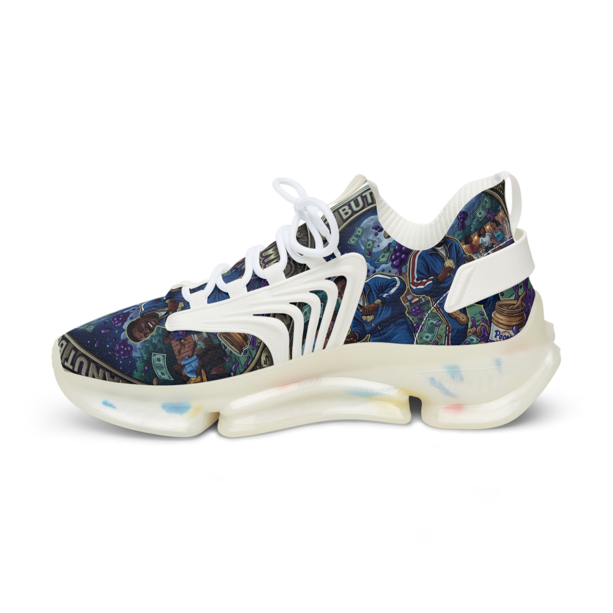 Men's Mesh Sneakers — "Peanut Butter Jelly"Cosmic Blue Graphic Athletic Shoes