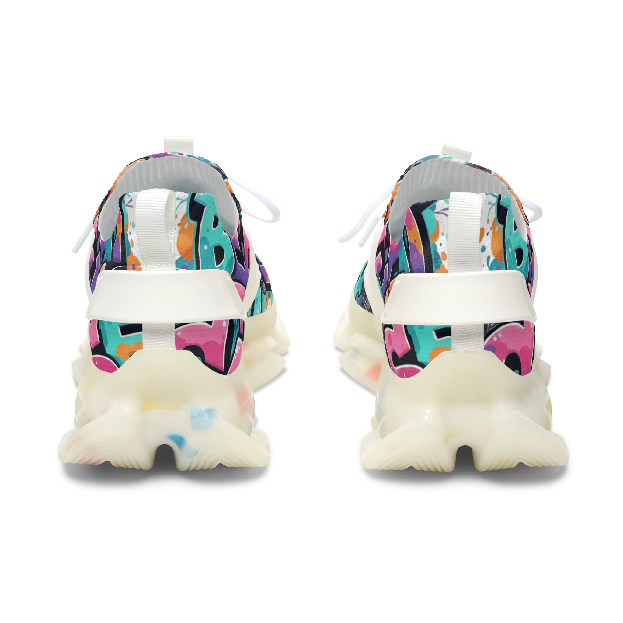 Women’s Mesh Sneakers —"She Beat The Case"Colorful Graffiti Statement Athletic Shoes