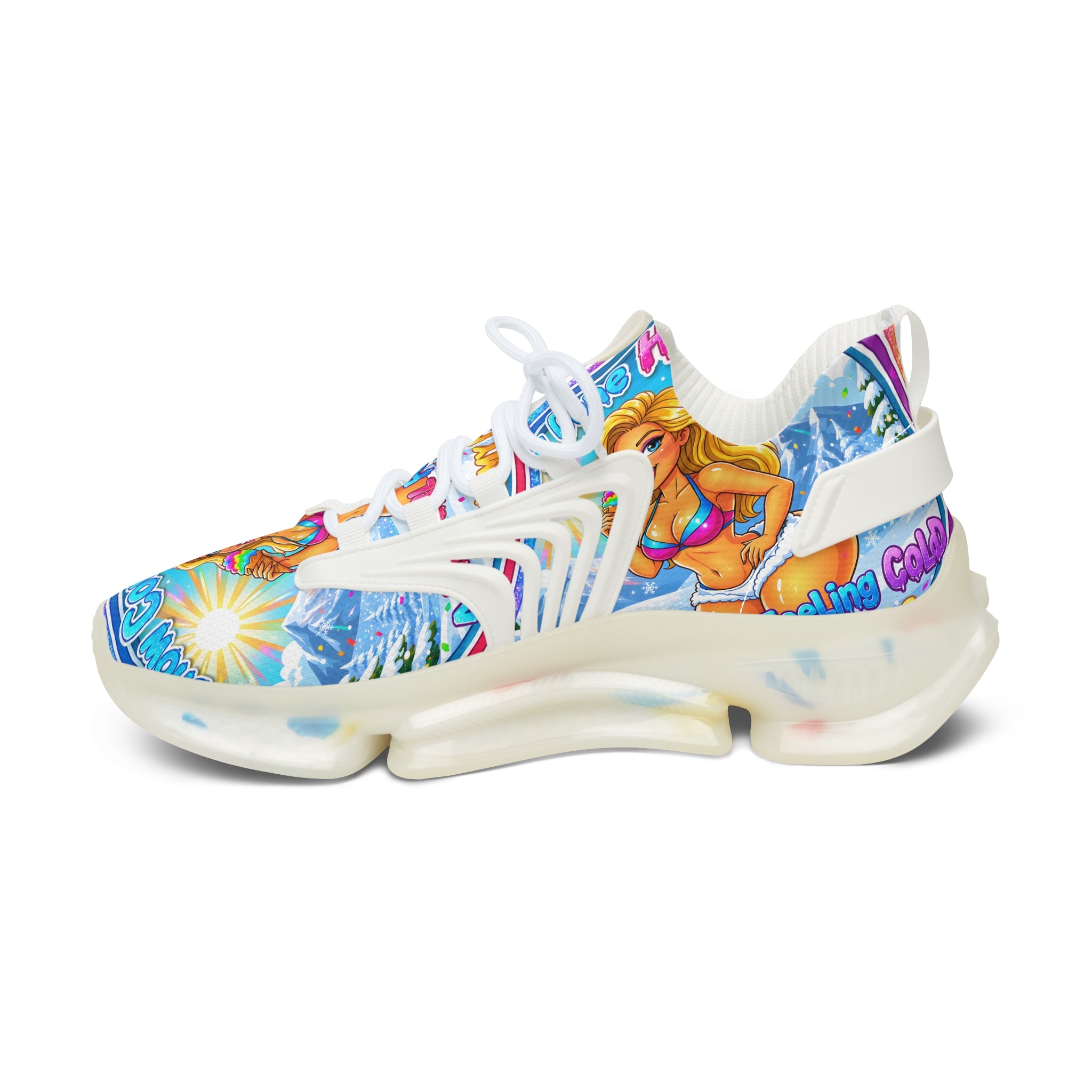 Women’s Mesh Sneakers — "Snow Cone Hot Girl "Colorful Mermaid Graphic Athletic Shoes