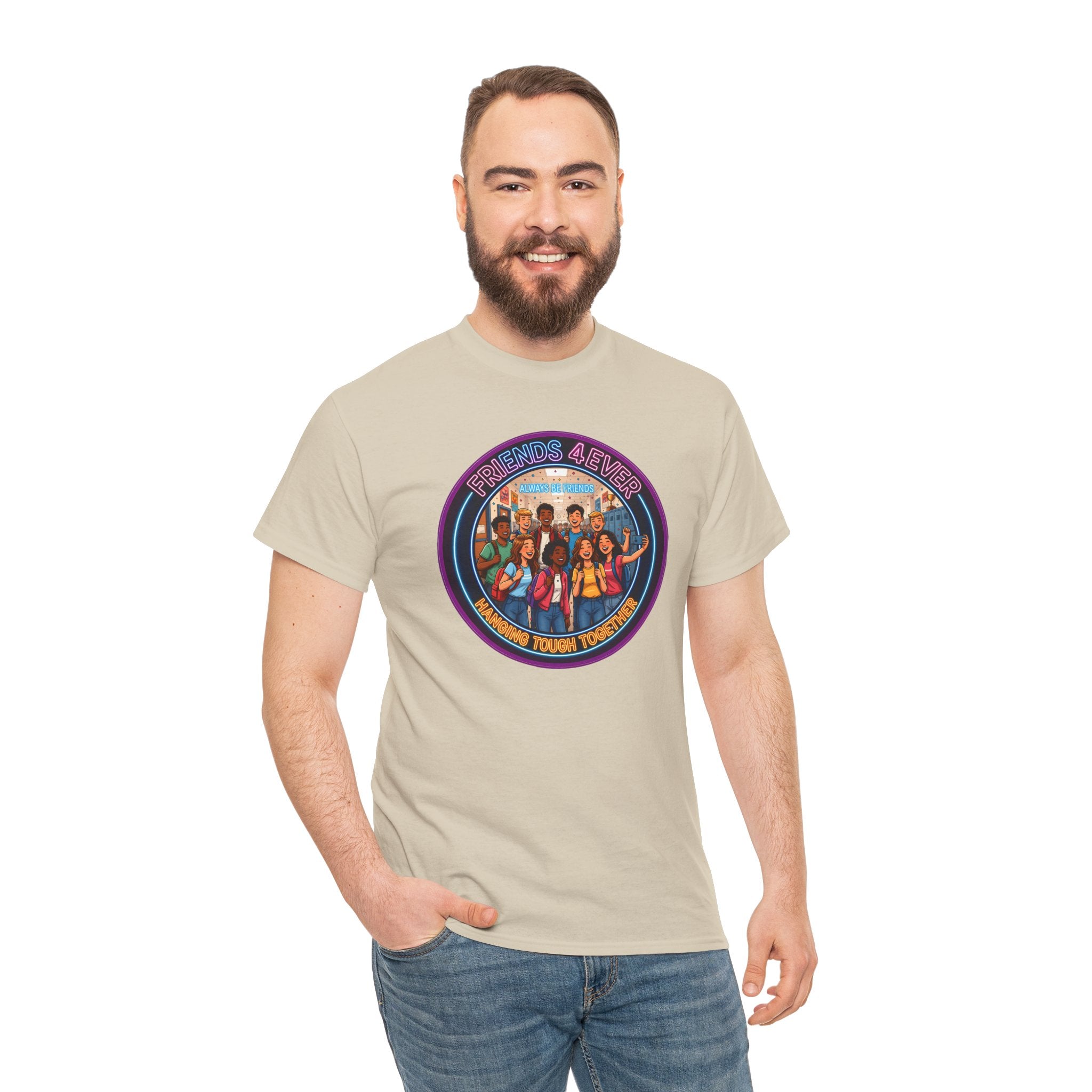 Graphic Tee — Retro Group Illustration "Friends Forever"