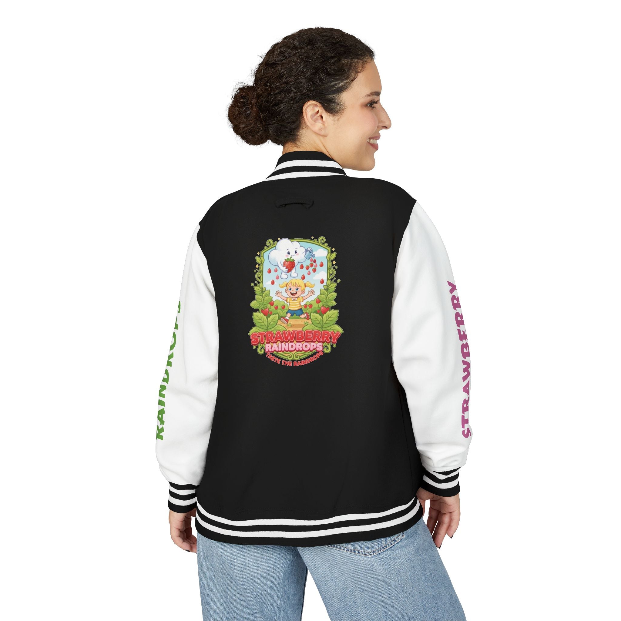 Letterman Jacket —"Strawberry Raindrops" Back Patch