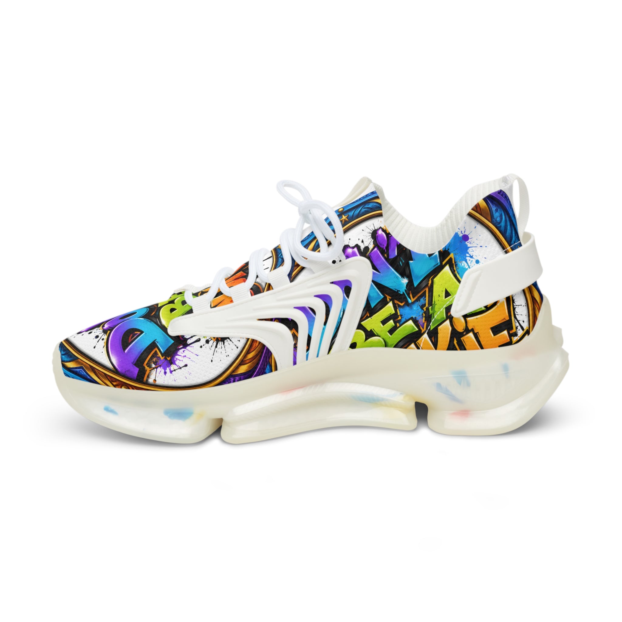 Men's Mesh Sneakers — " Don't Be A Junkie" Colorful 'Don't Be a Junkie' Graffiti Athletic Shoes