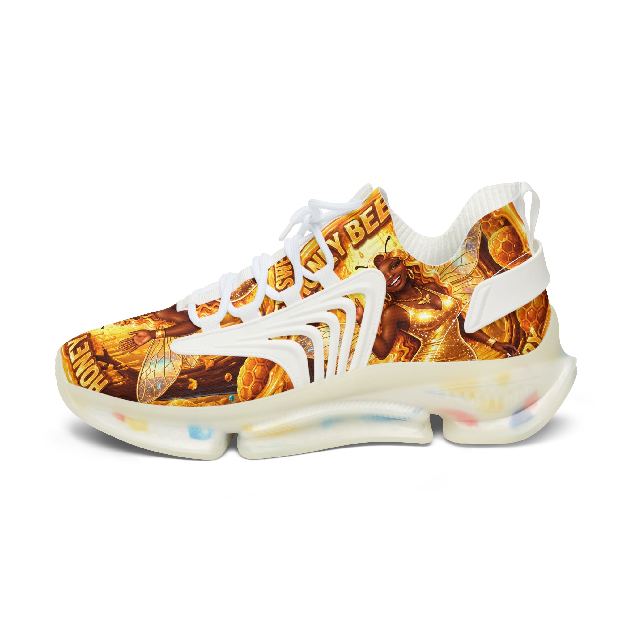 Mesh Sneakers — "Honey Bee Queen" Graphic Women’s Athletic Shoes