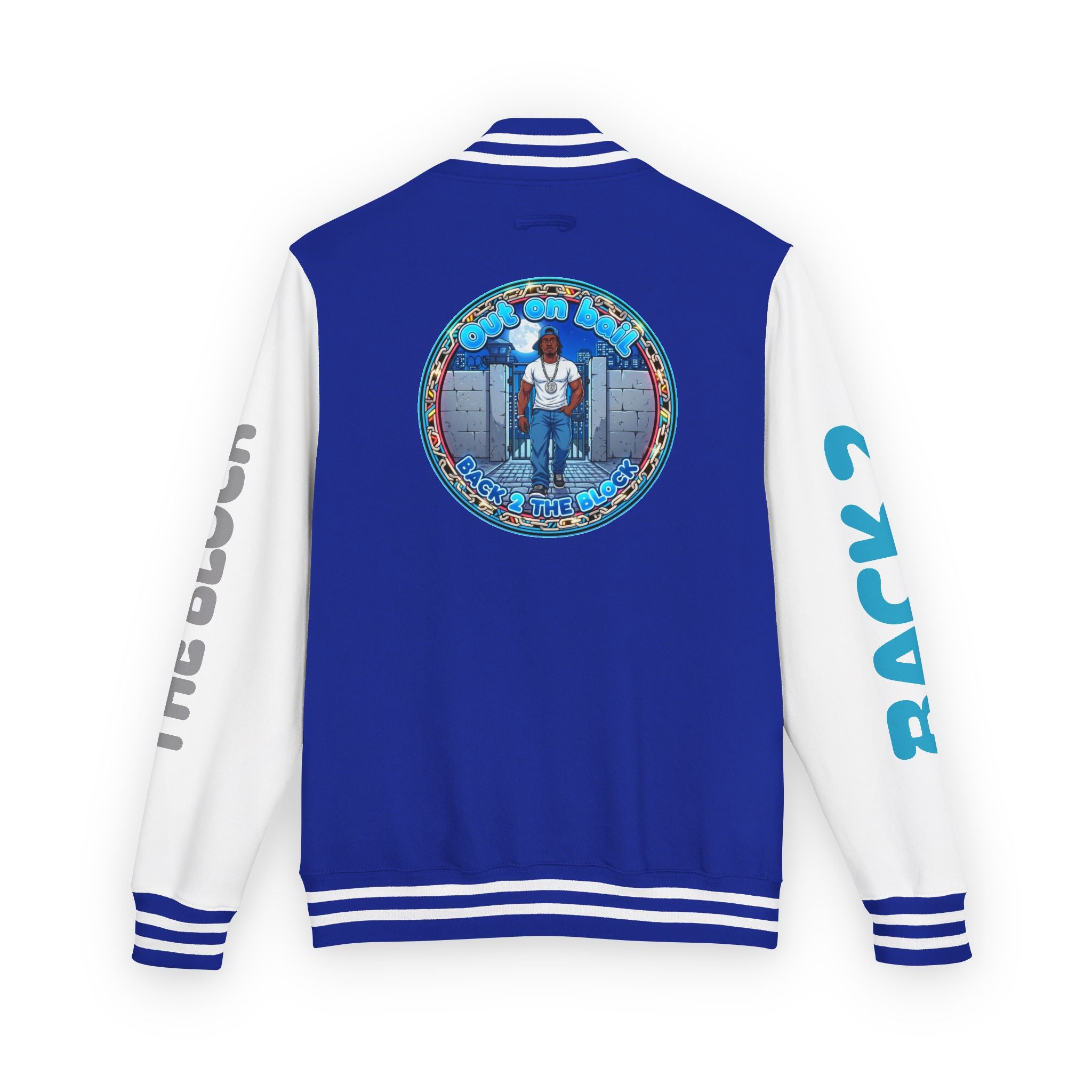 Letterman Jacket — 'Back 2 The Block' Retro Streetwear Patch Jacket