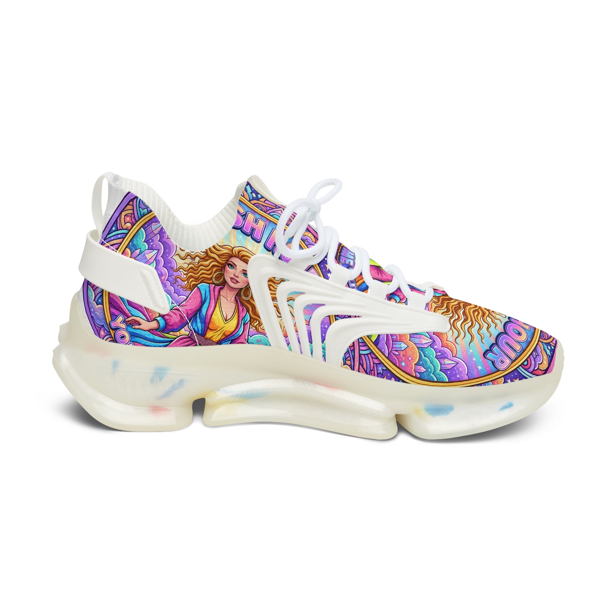 Women's Mesh Sneakers — Colorful Goddess Graphic Athletic Shoes