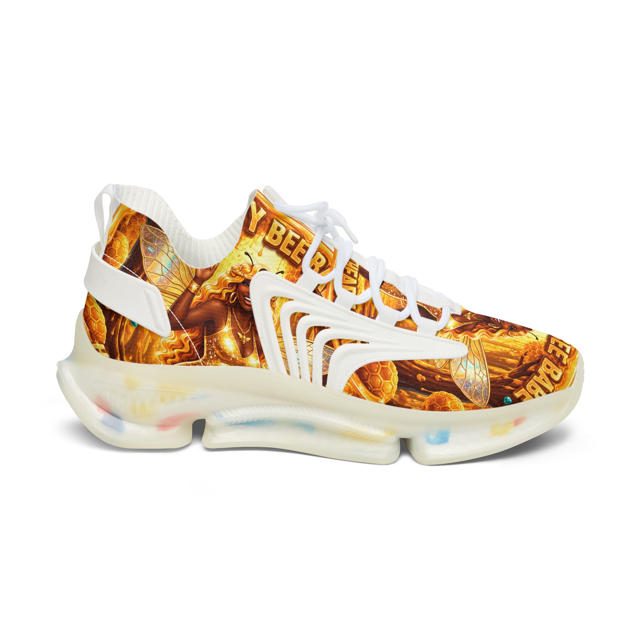 Mesh Sneakers — "Honey Bee Queen" Graphic Women’s Athletic Shoes