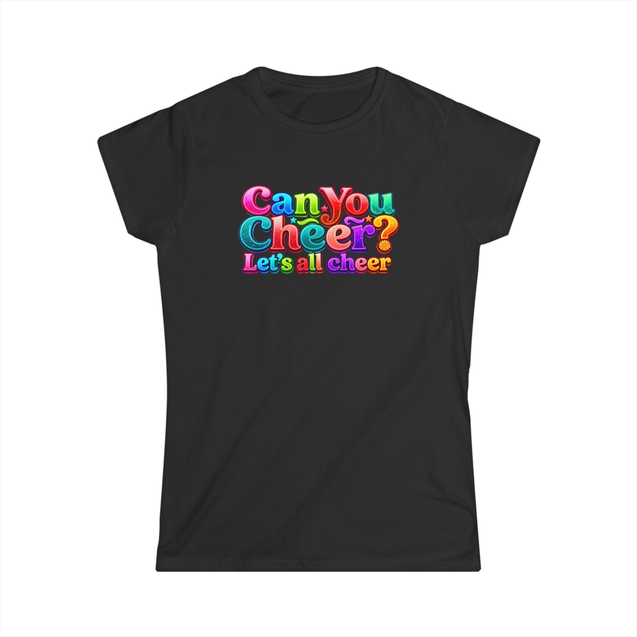 "Can You Cheer" Women's Tee — Colorful Retro Cheer Graphic Shirt
