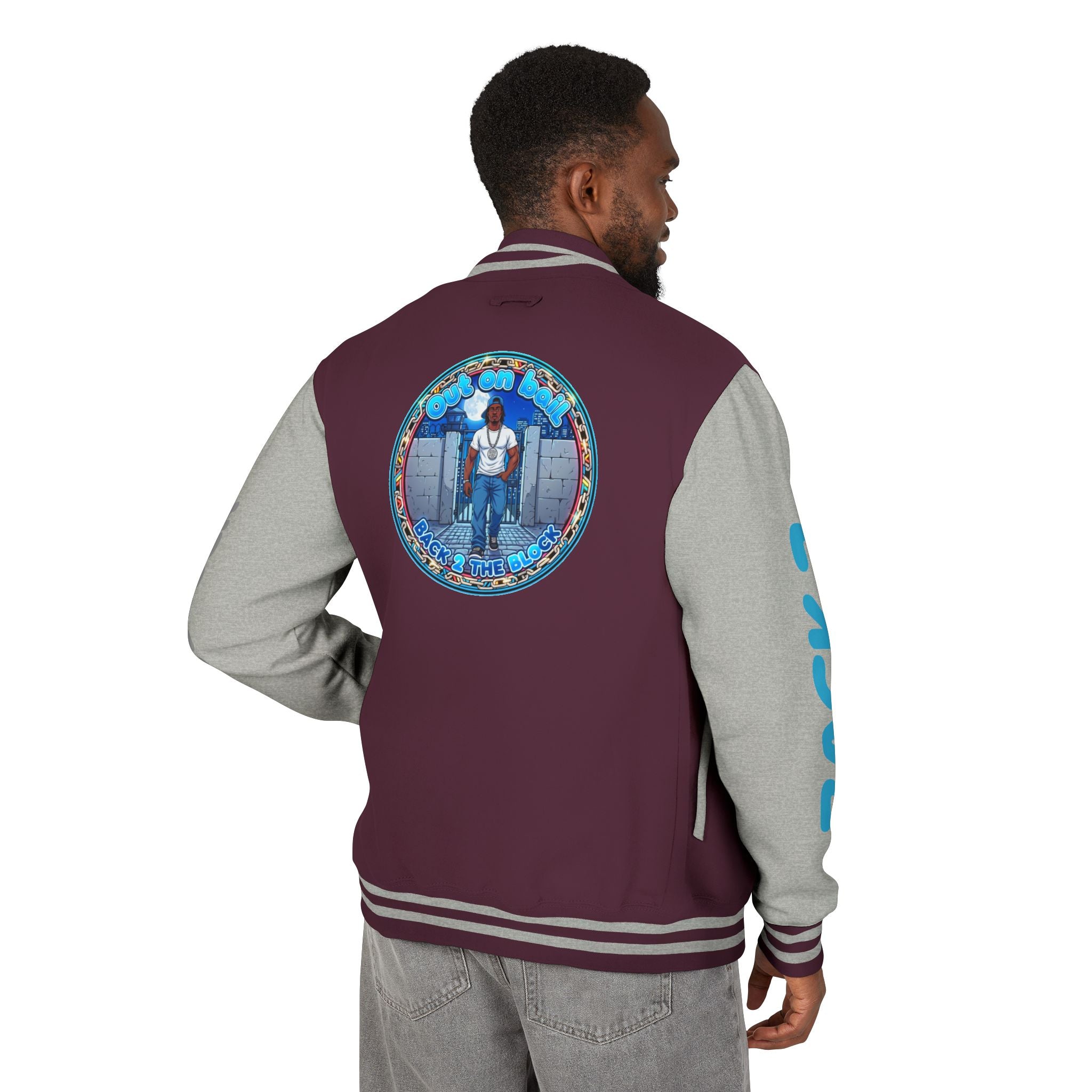 Letterman Jacket — 'Back 2 The Block' Retro Streetwear Patch Jacket