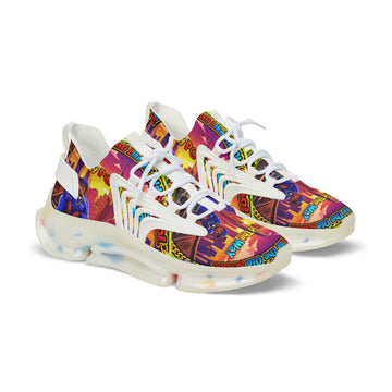 Men's Mesh Sneakers — " Aint Nothing Like The Old School" Vibrant Retro City Graphic Athletic Shoes
