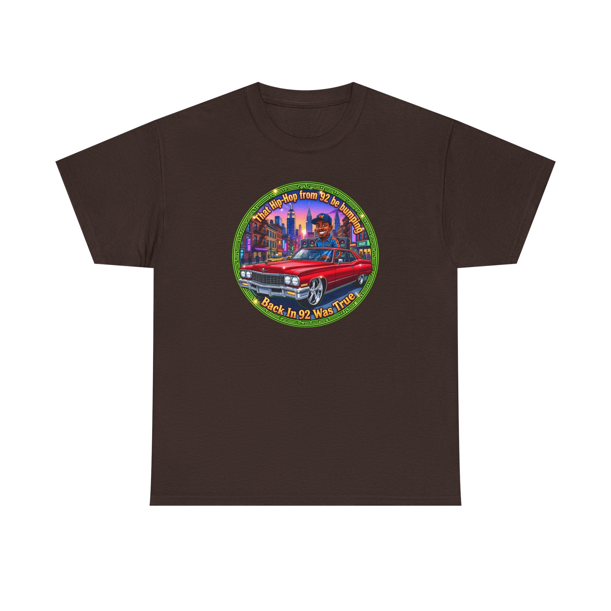 Vintage Red Convertible T-Shirt – “That Hip-hop From 92 Be Bumping" Retro City Cruise Tee