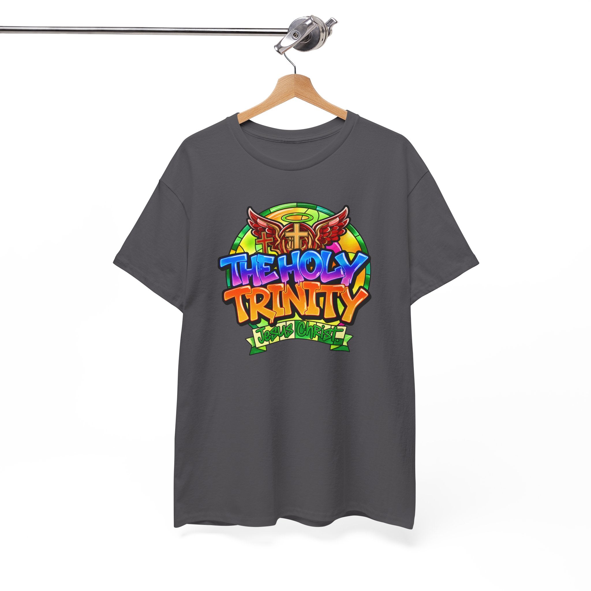 Holy Trinity Graphic Tee — Colorful Faith-Inspired Streetwear T-Shirt