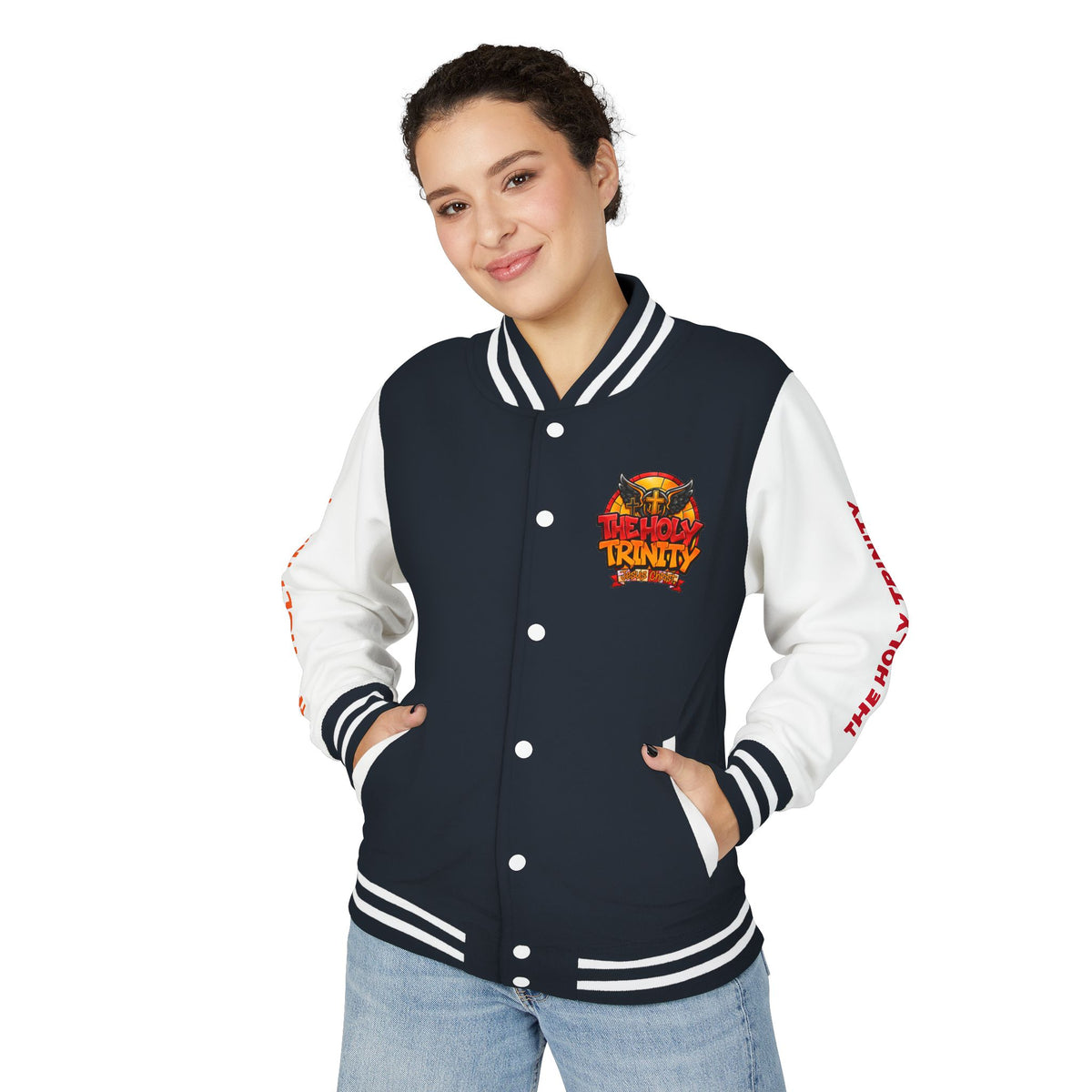 Letterman Jacket — "The Holy Trinity "Graphic Varsity Jacket