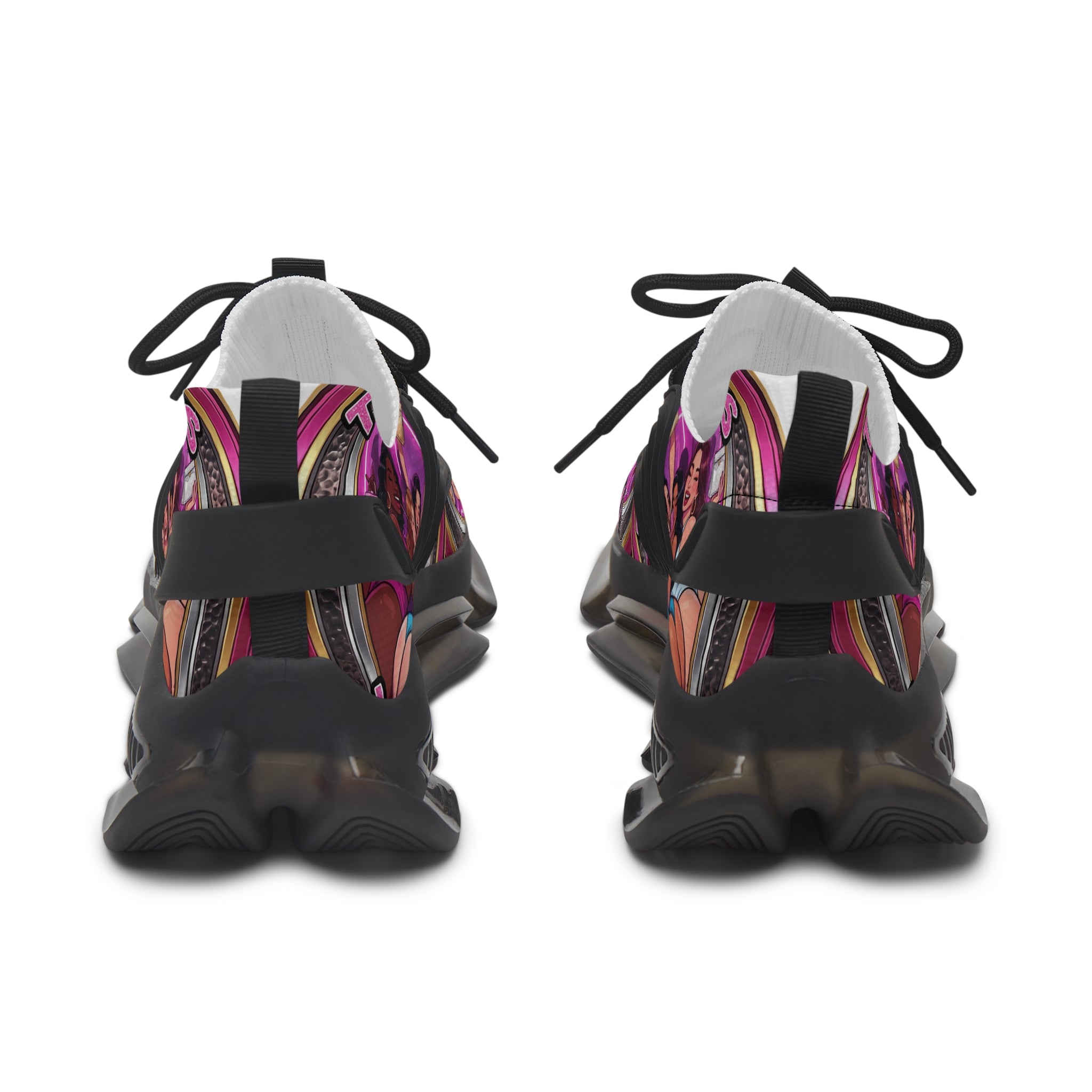 Mesh Sneakers —" The Tuci Ladies " Retro Pink Disco Club Graphic Women's Athletic Shoes