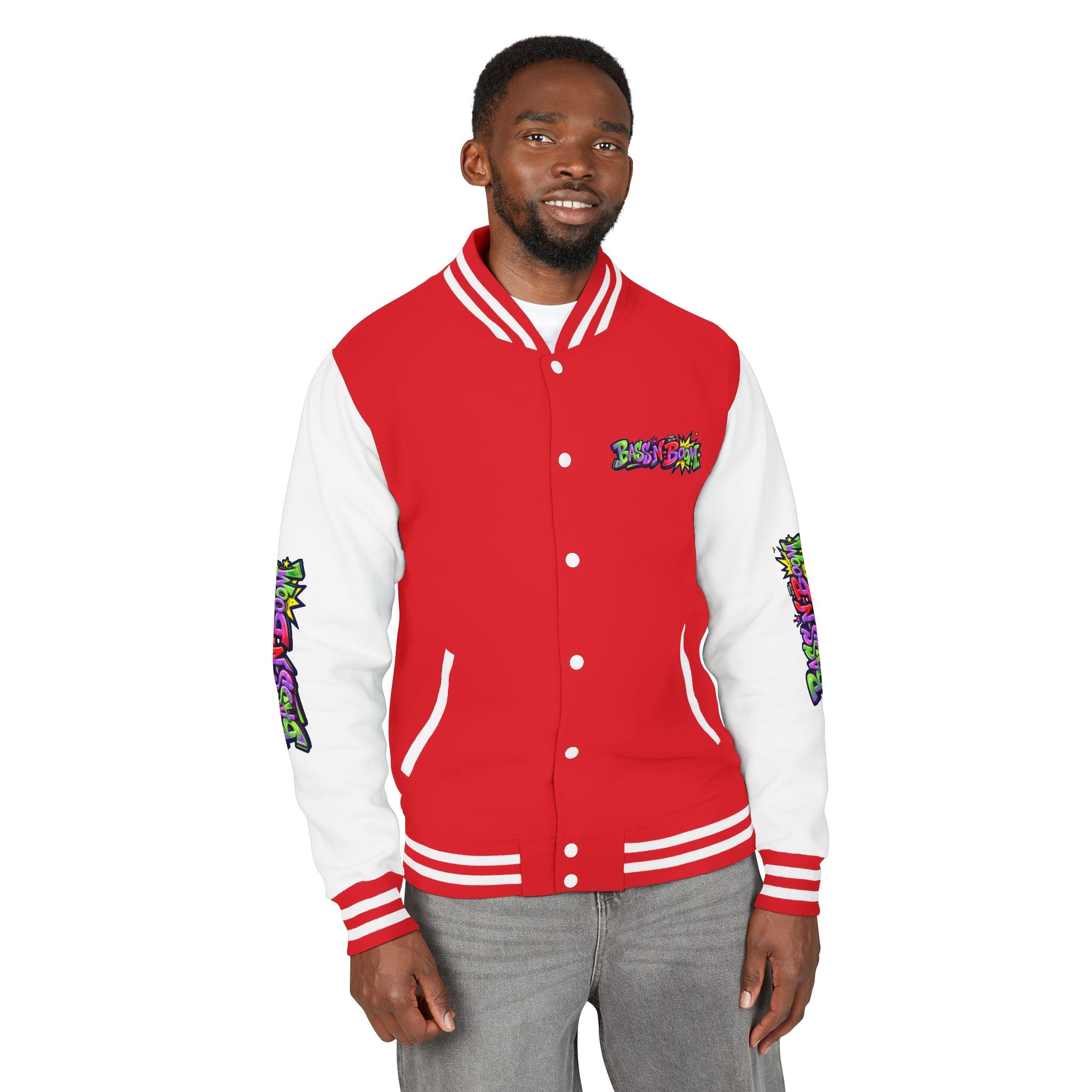 Letterman Jacket — 'Bass N Boom' Graffiti Bomber