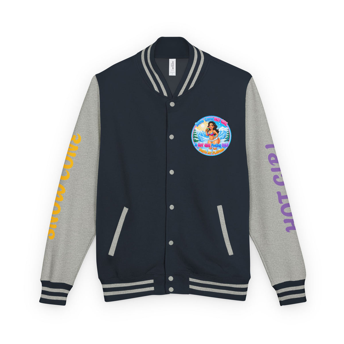 Letterman Jacket — 'SnowCone, Hot Girl' Retro Beach Graphic