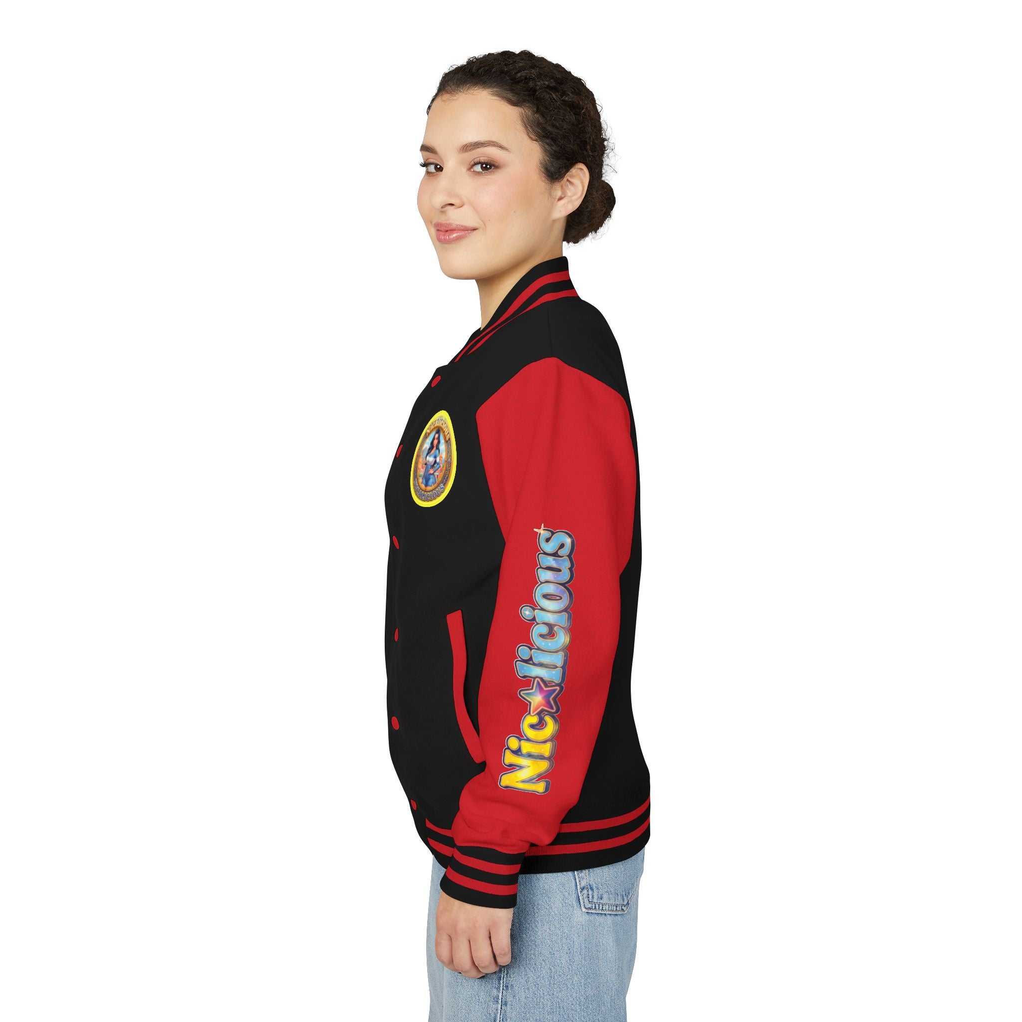Letterman Jacket — 'Nicalicious' Retro Badge Varsity Jacket