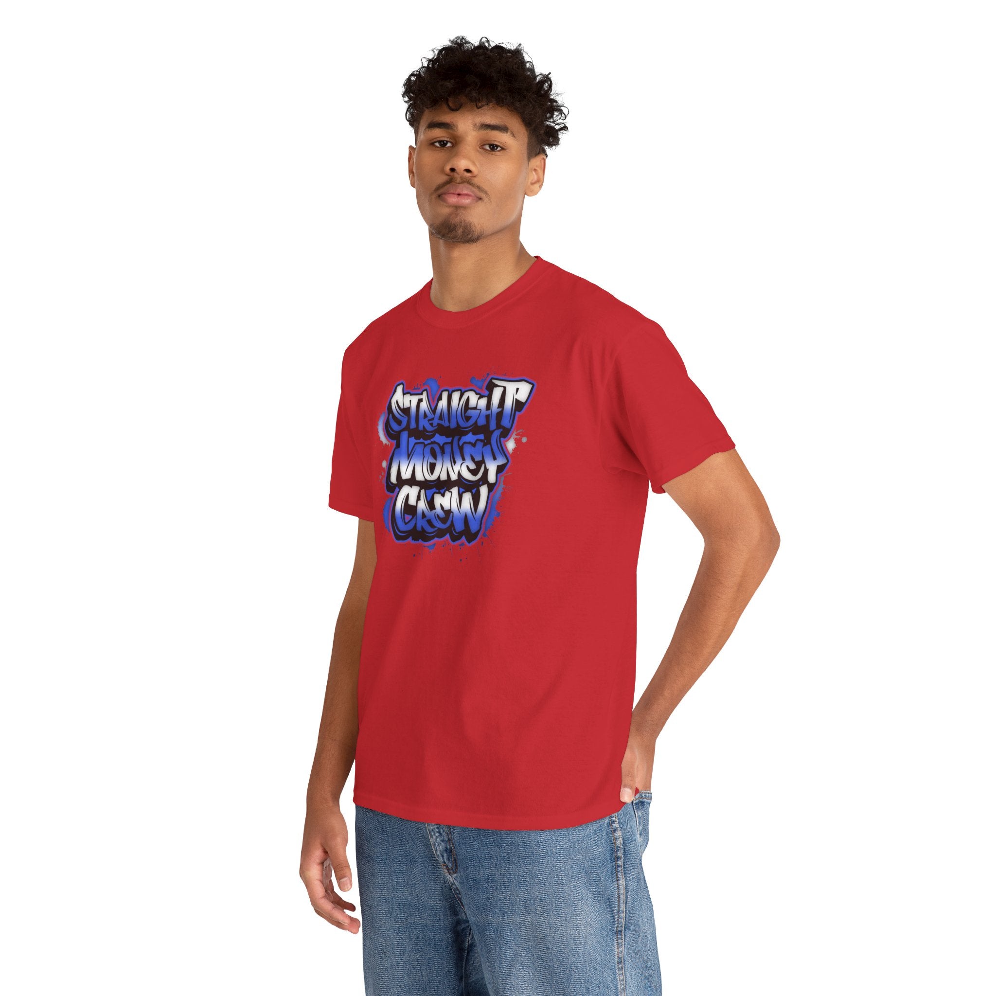 T-Shirt — "Stackin' Money Crew" Blue Graffiti Graphic Tee