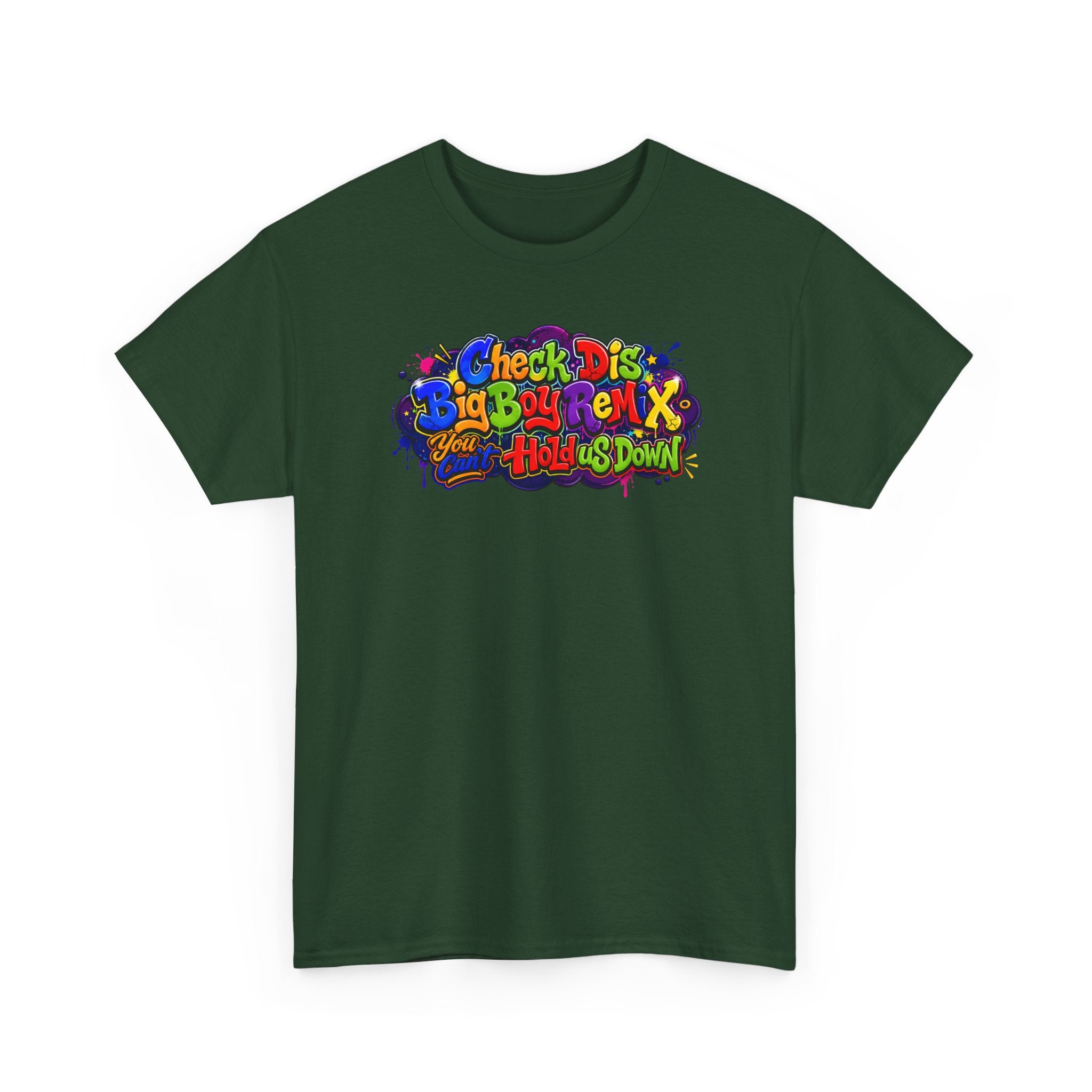 Graphic Tee — Colorful 'Check Dis Big Boy Remix' Retro Street Art T-Shirt