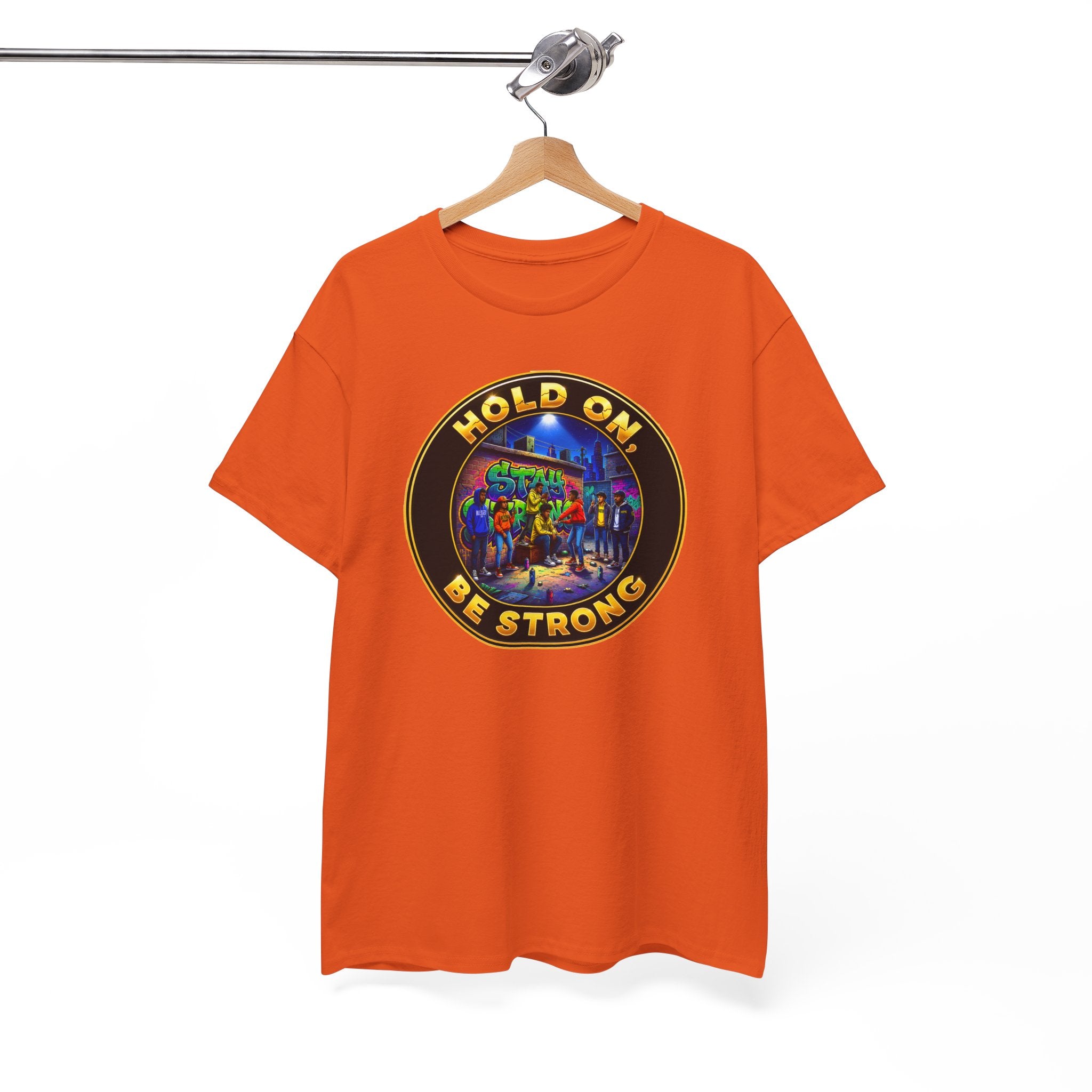 T-Shirt — 'Hold On Be Strong' Inspirational Retro Circle Graphic Tee