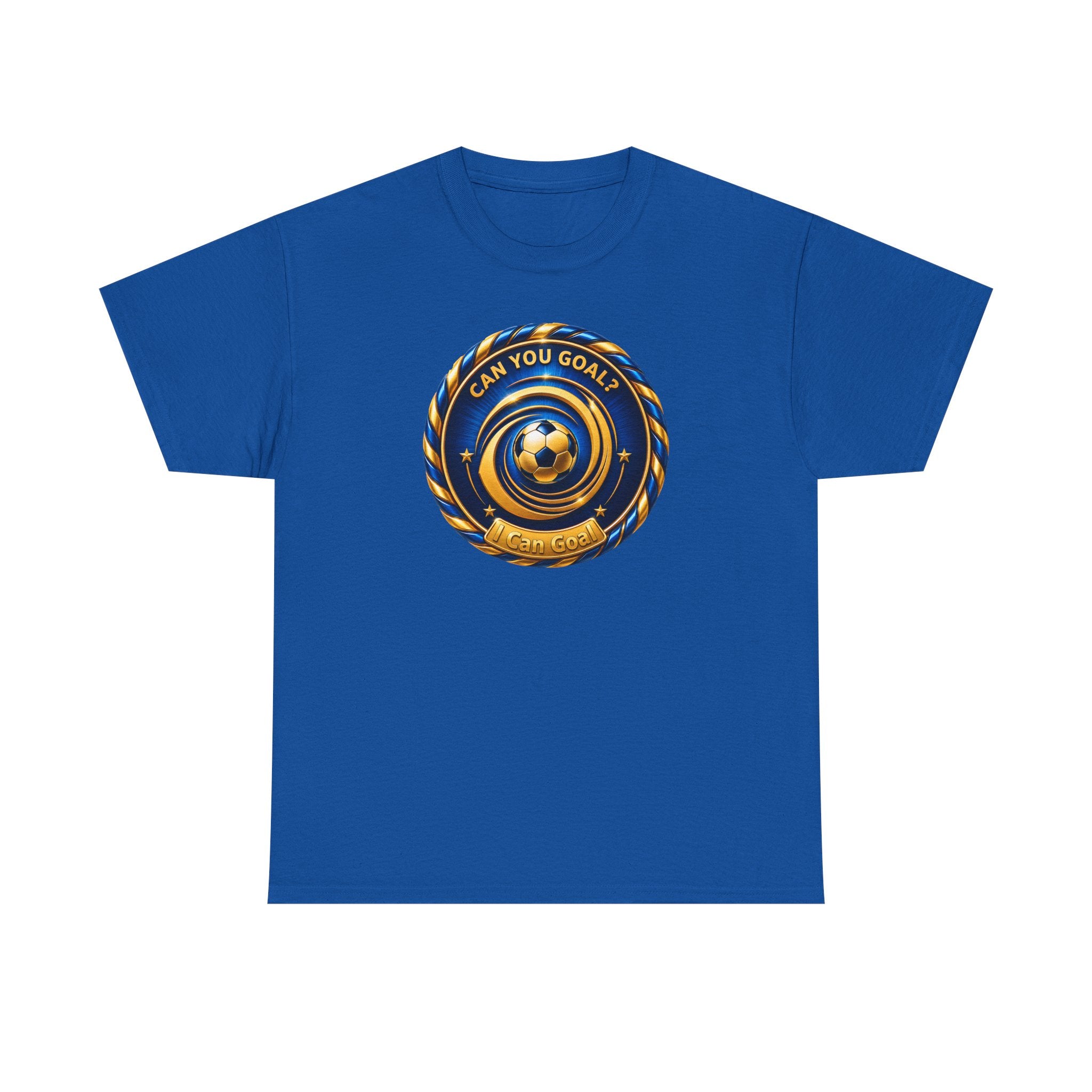 Soccer Badge Tee — "Can You Goal?" Graphic Soccer Shirt