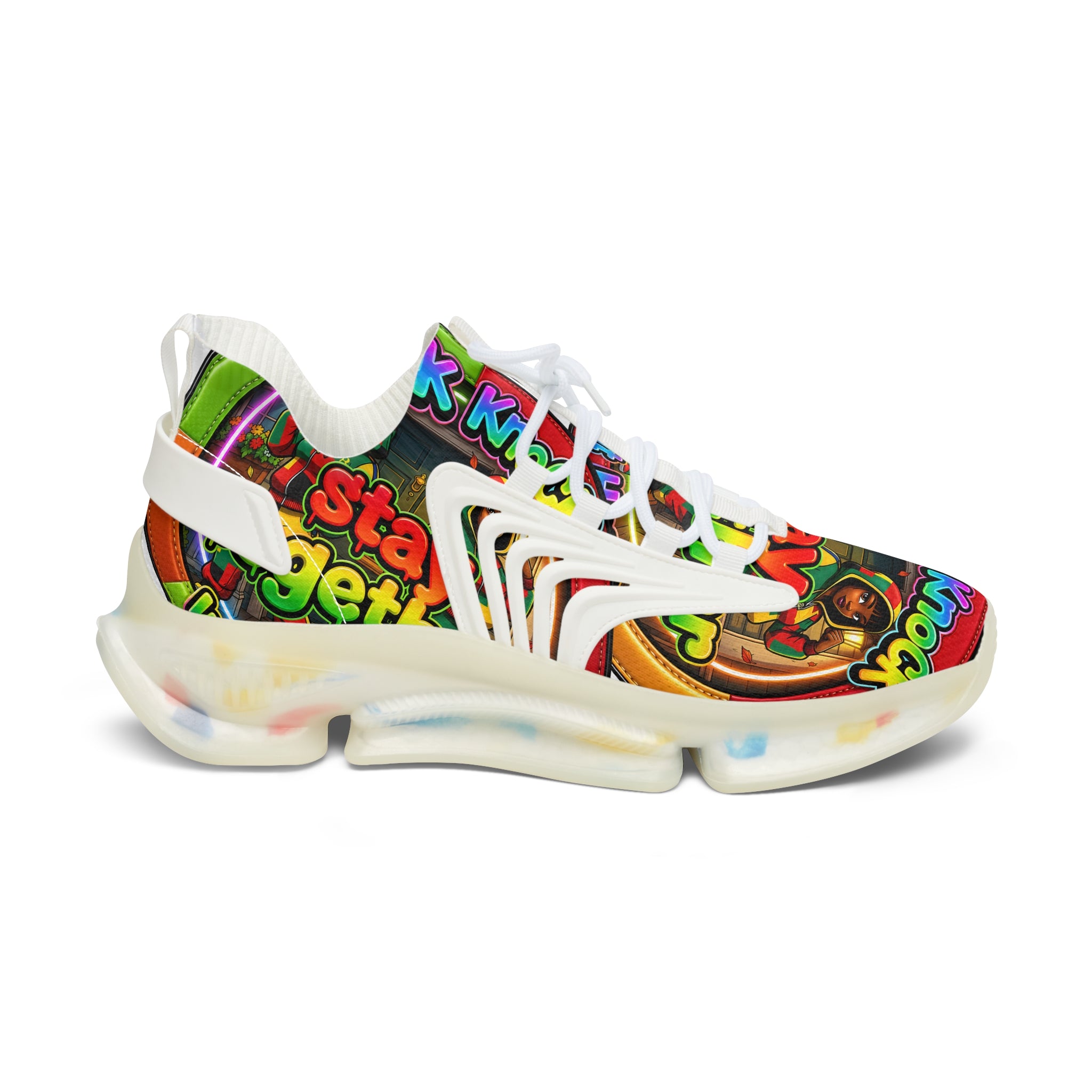 Women's Mesh Sneakers — Colorful Retro 'Stay Together' Graphic Athletic Shoes