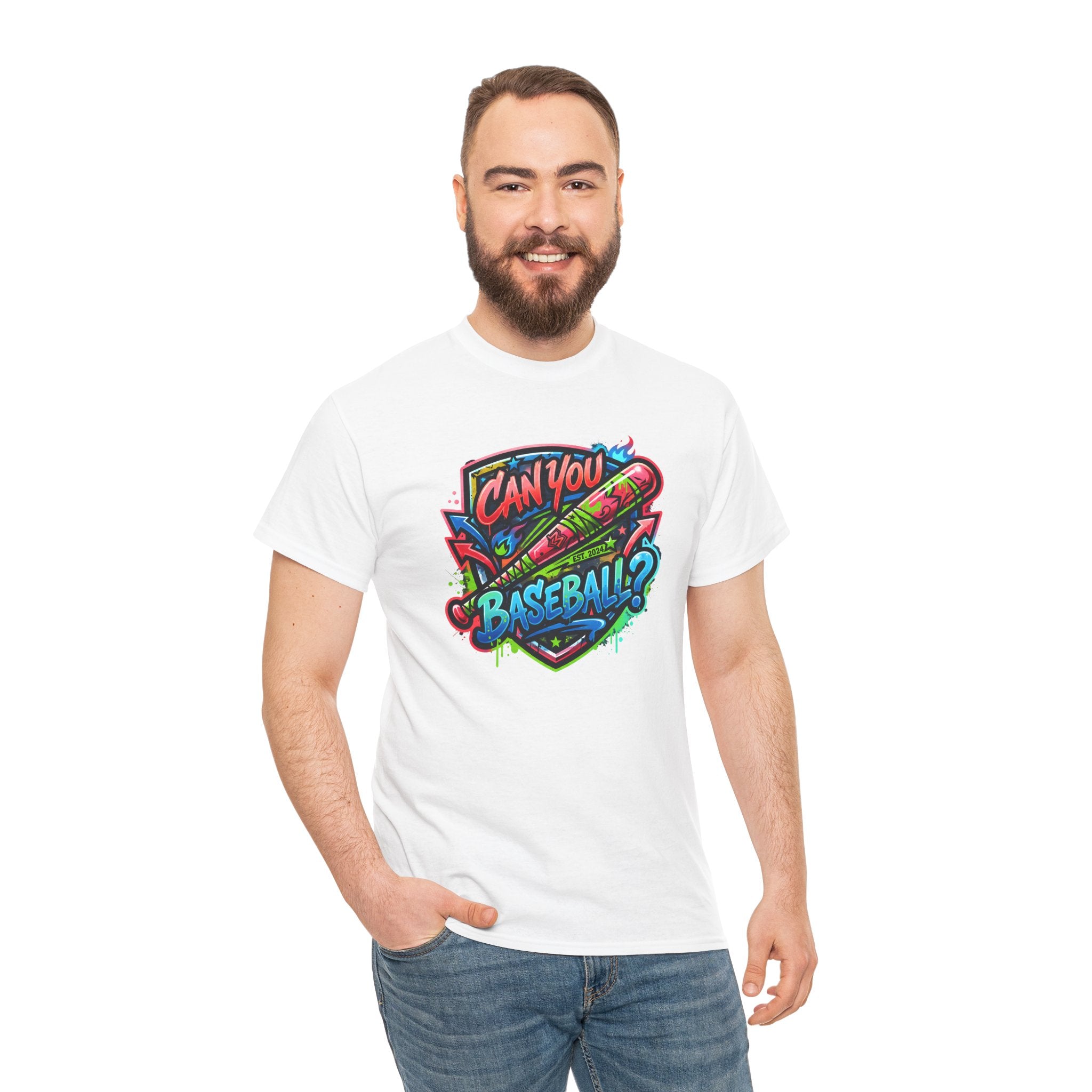 Can You Baseball? T-Shirt — Colorful Retro Baseball Graphic Tee
