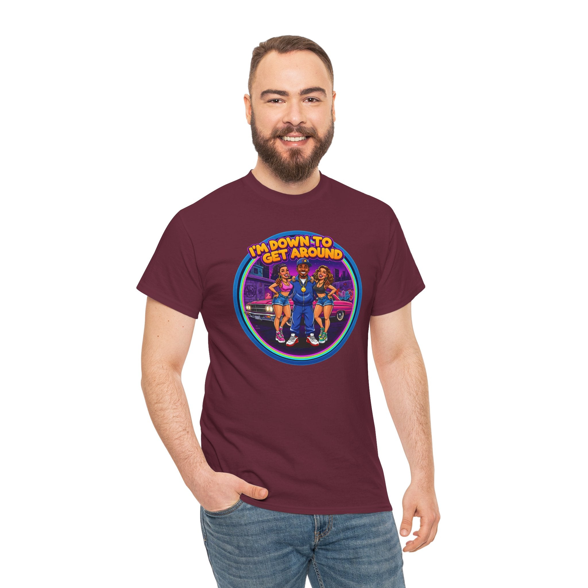 T-Shirt — 'I'm Down to Get Around' Retro Skate Crew Graphic Tee