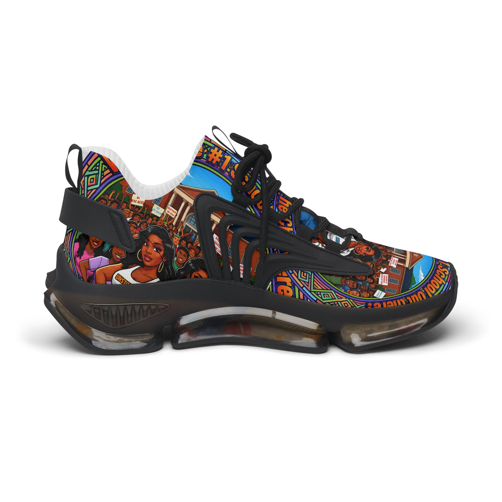 Women’s Mesh Sneakers — " What's The #1 School Out There "Vintage School Crew Graphic Athletic Shoes