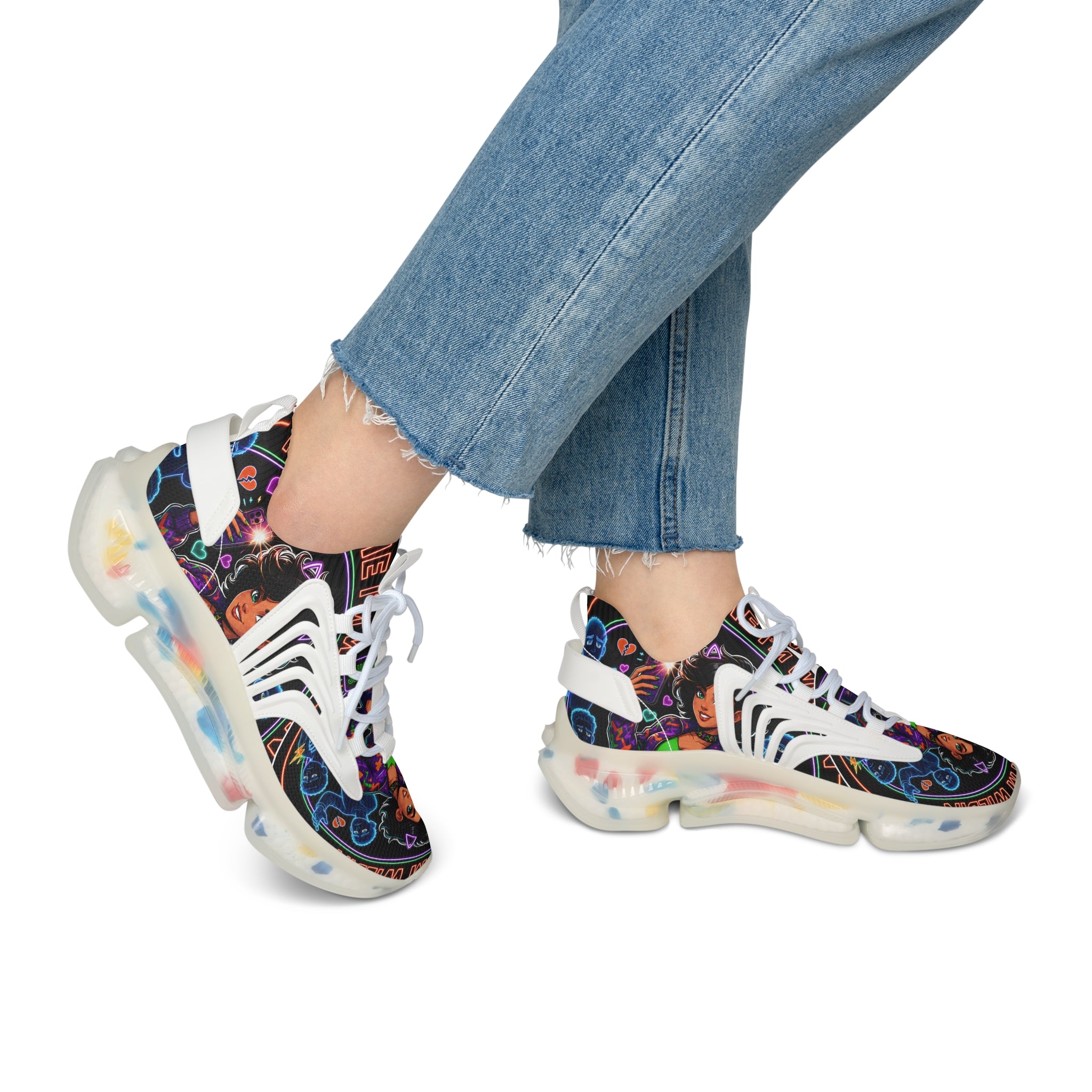 Women's Mesh Sneakers — Colorful Afrocentric Art Print Athletic Shoes