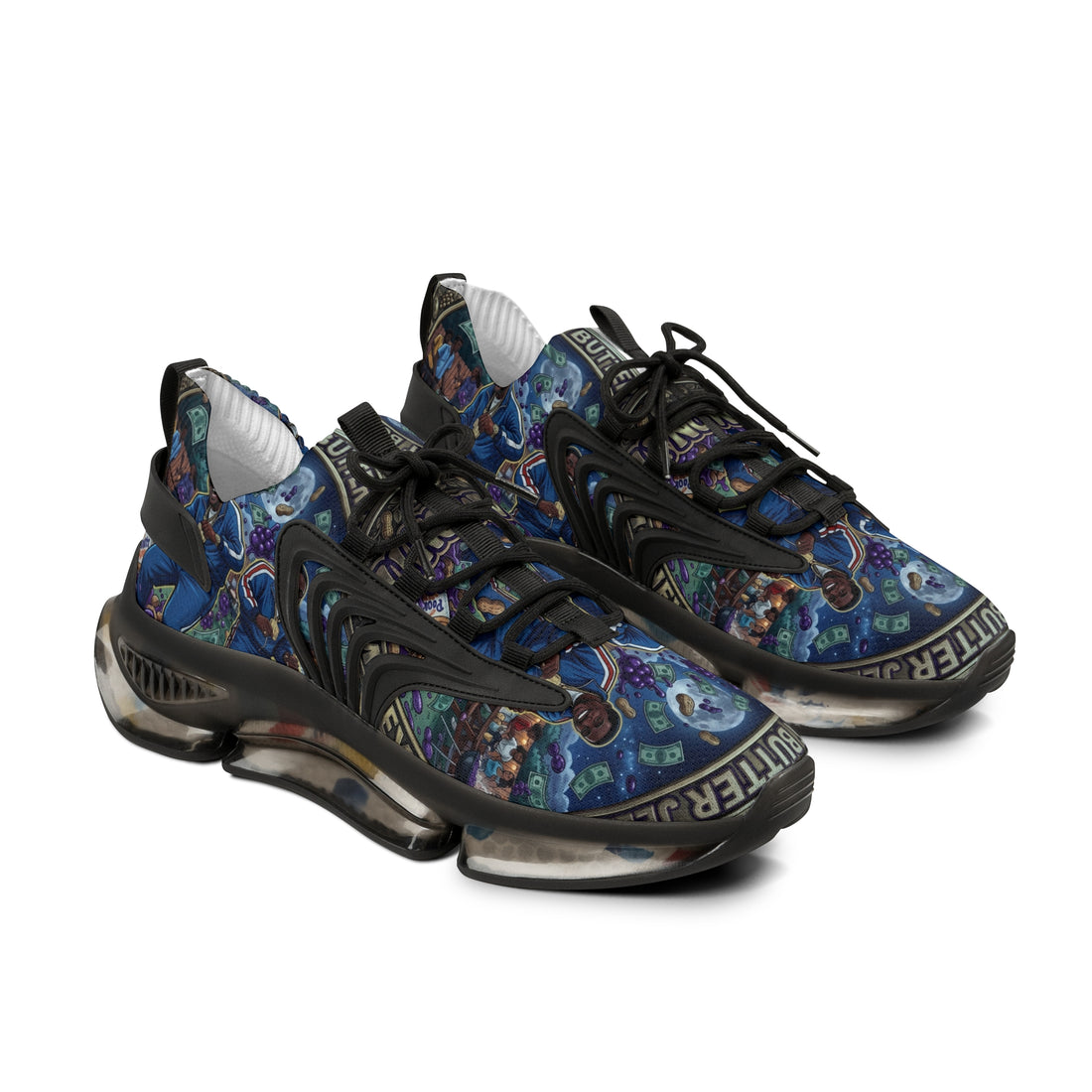 Men's Mesh Sneakers — "Peanut Butter Jelly"Cosmic Blue Graphic Athletic Shoes