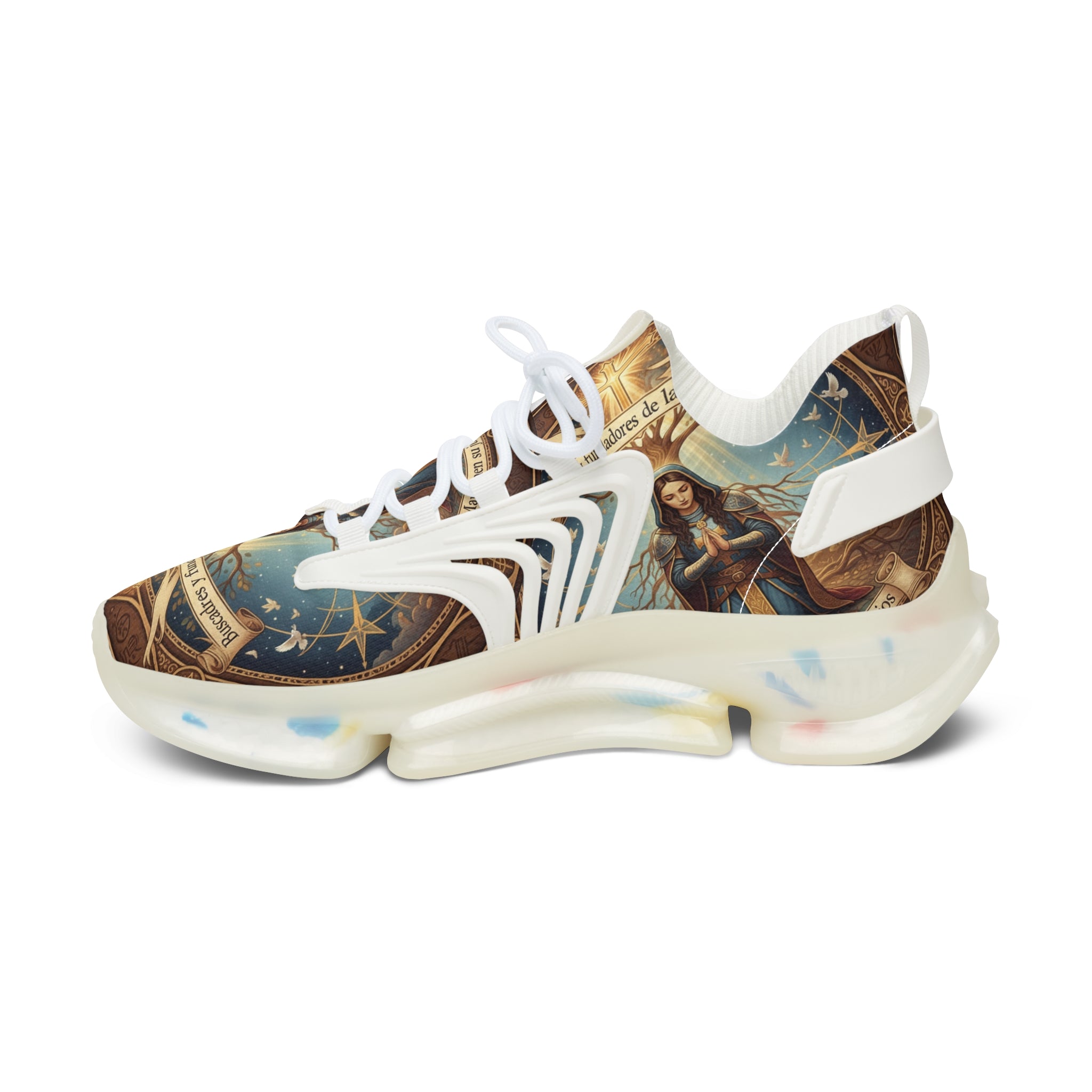 Women's Mesh Sneakers —" Buscadres y Fundadores De La Verdad Suprima"Inspirational Jesus Graphic Women’s Athletic Shoes