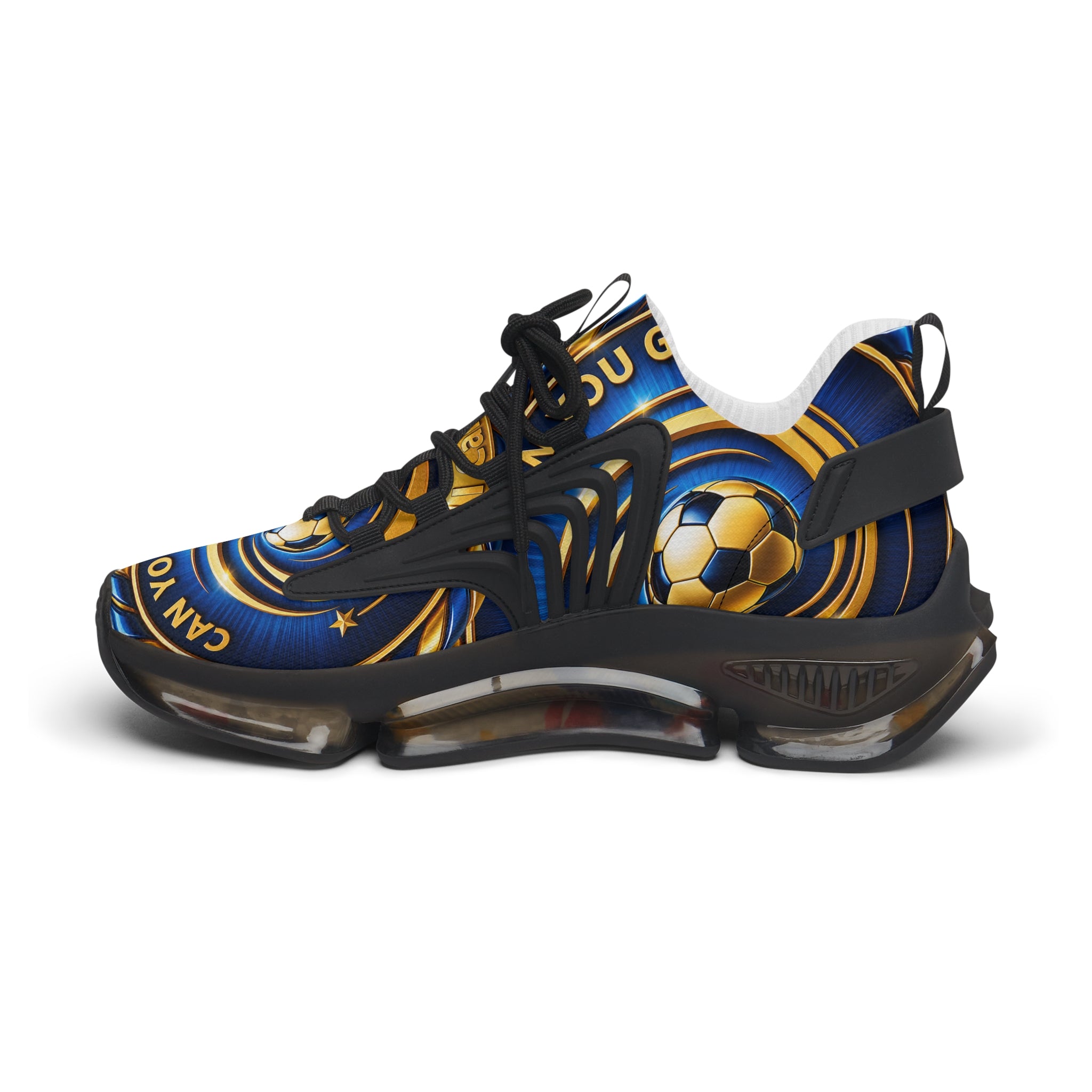Men's Mesh Sneakers —"Can You Goal" Soccer Goal Design Women’s Athletic Shoes
