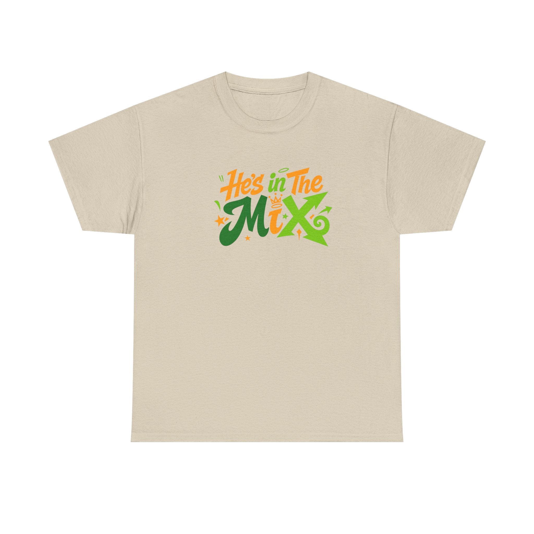 "He's in the Mix" T-Shirt — Retro Green & Orange DJ/Music Tee