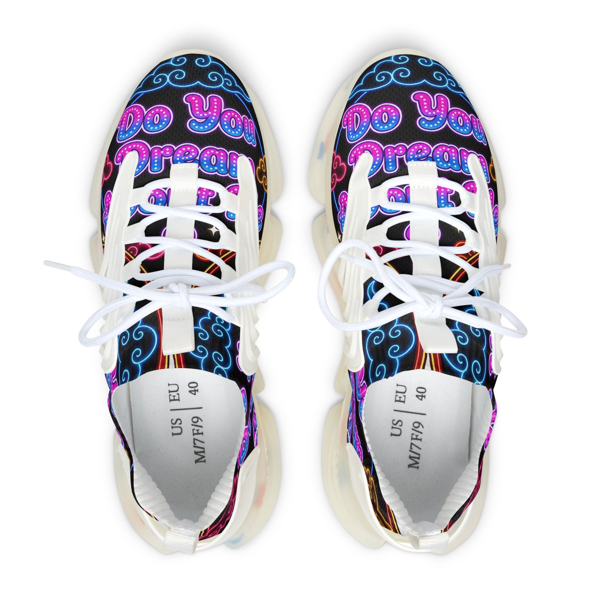 Women's Mesh Sneakers — Neon Cloud 'Do You Dream' Athletic Shoes