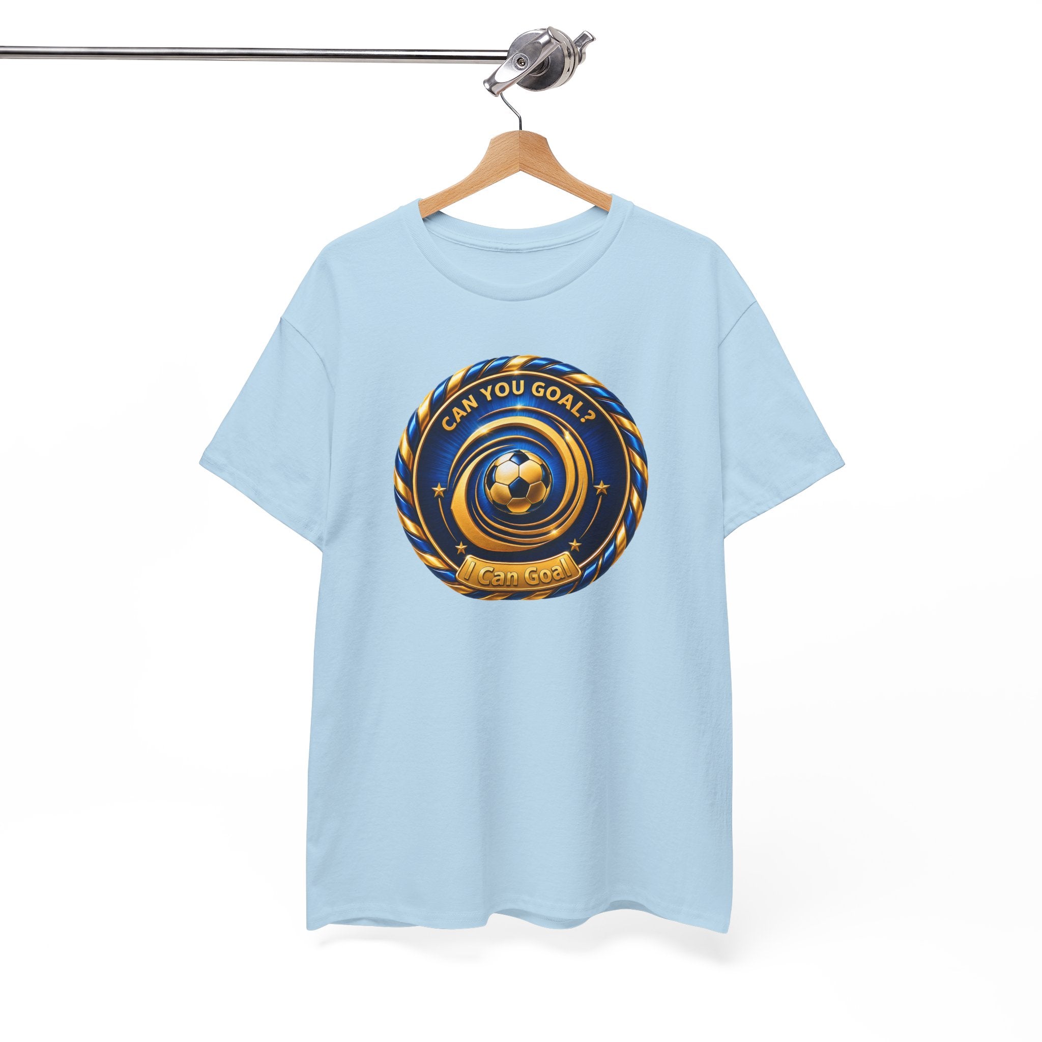Soccer Badge Tee — "Can You Goal?" Graphic Soccer Shirt