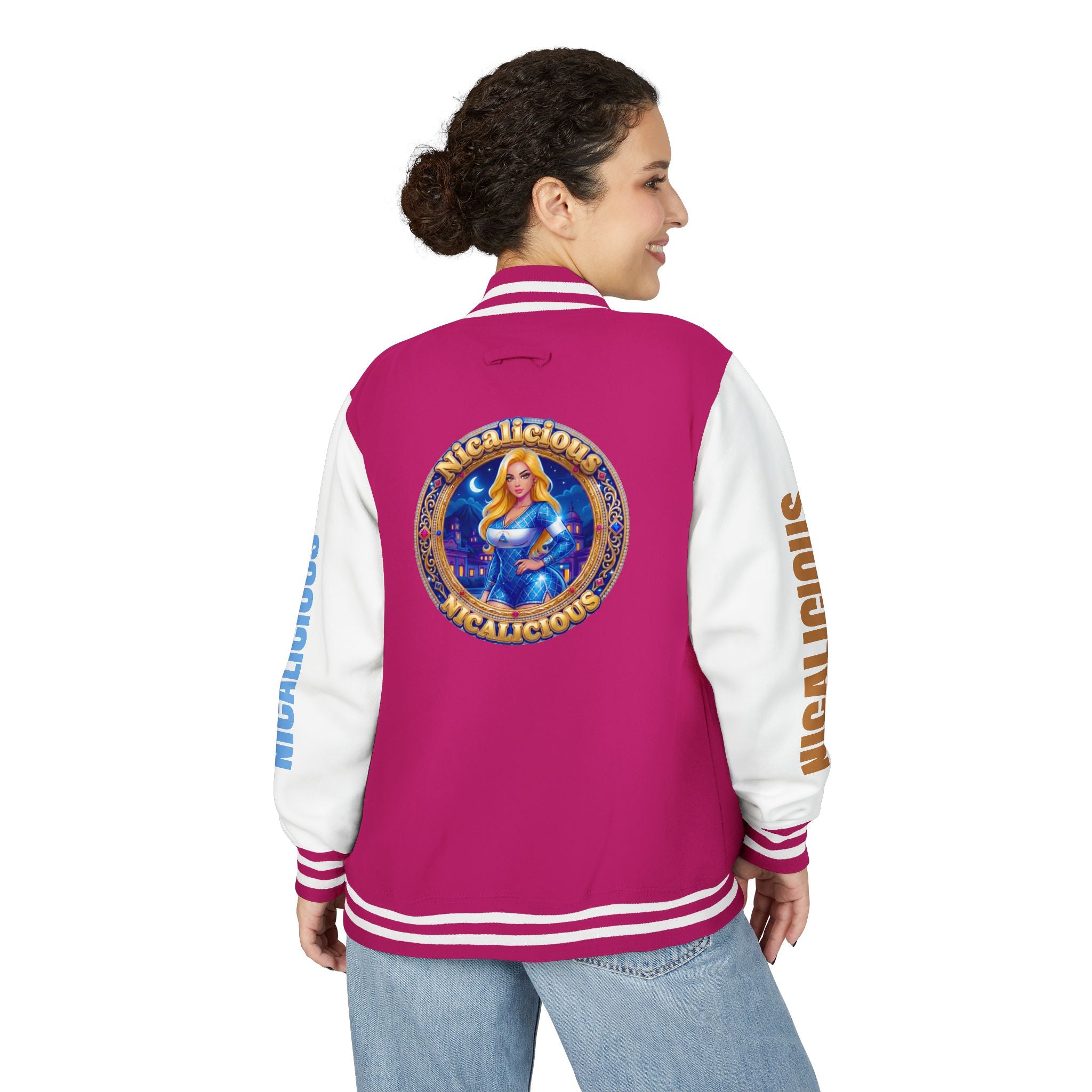 Letterman Jacket — 'Nicalicious' Retro Varsity Jacket with Angel Crest