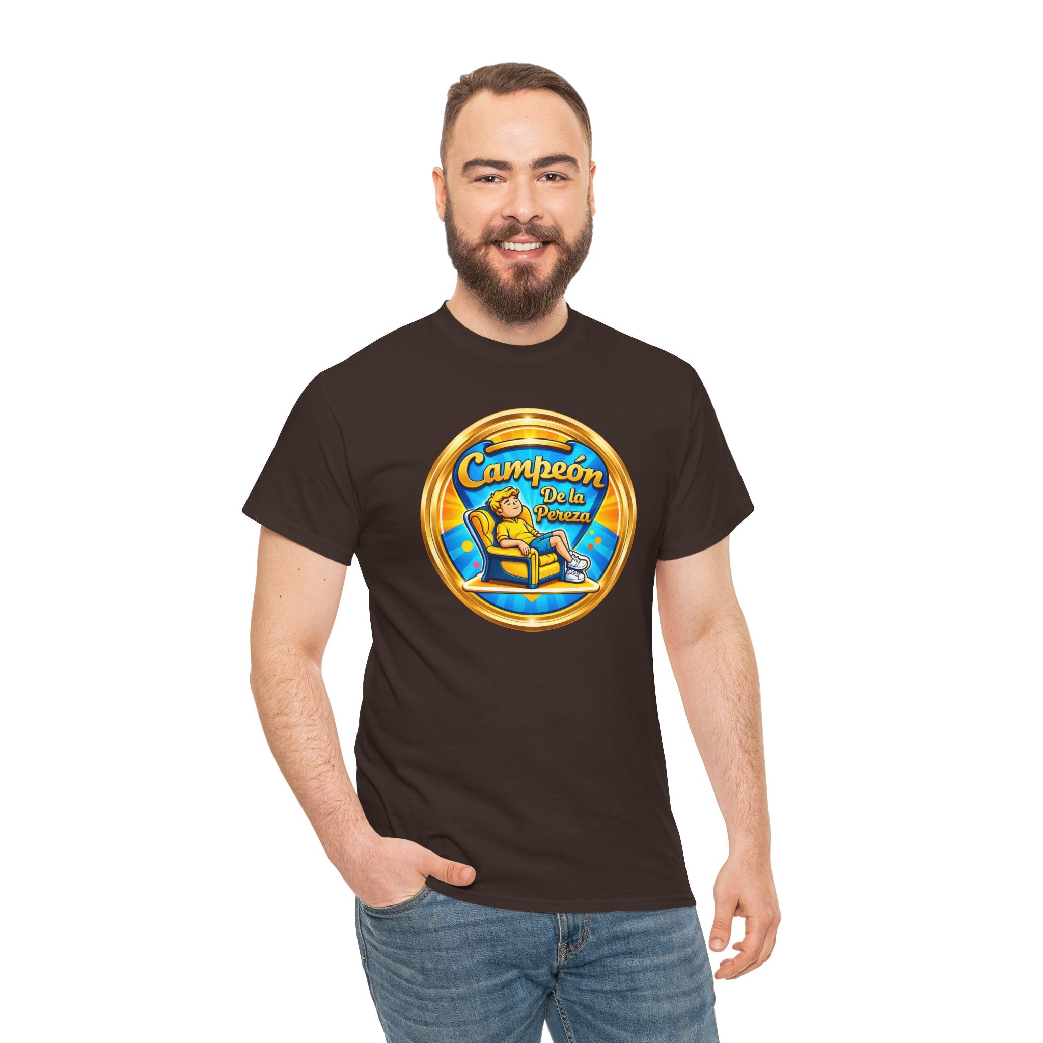 "Campeón De La Pereza" Tee — Gold Badge Adventure T‑Shirt