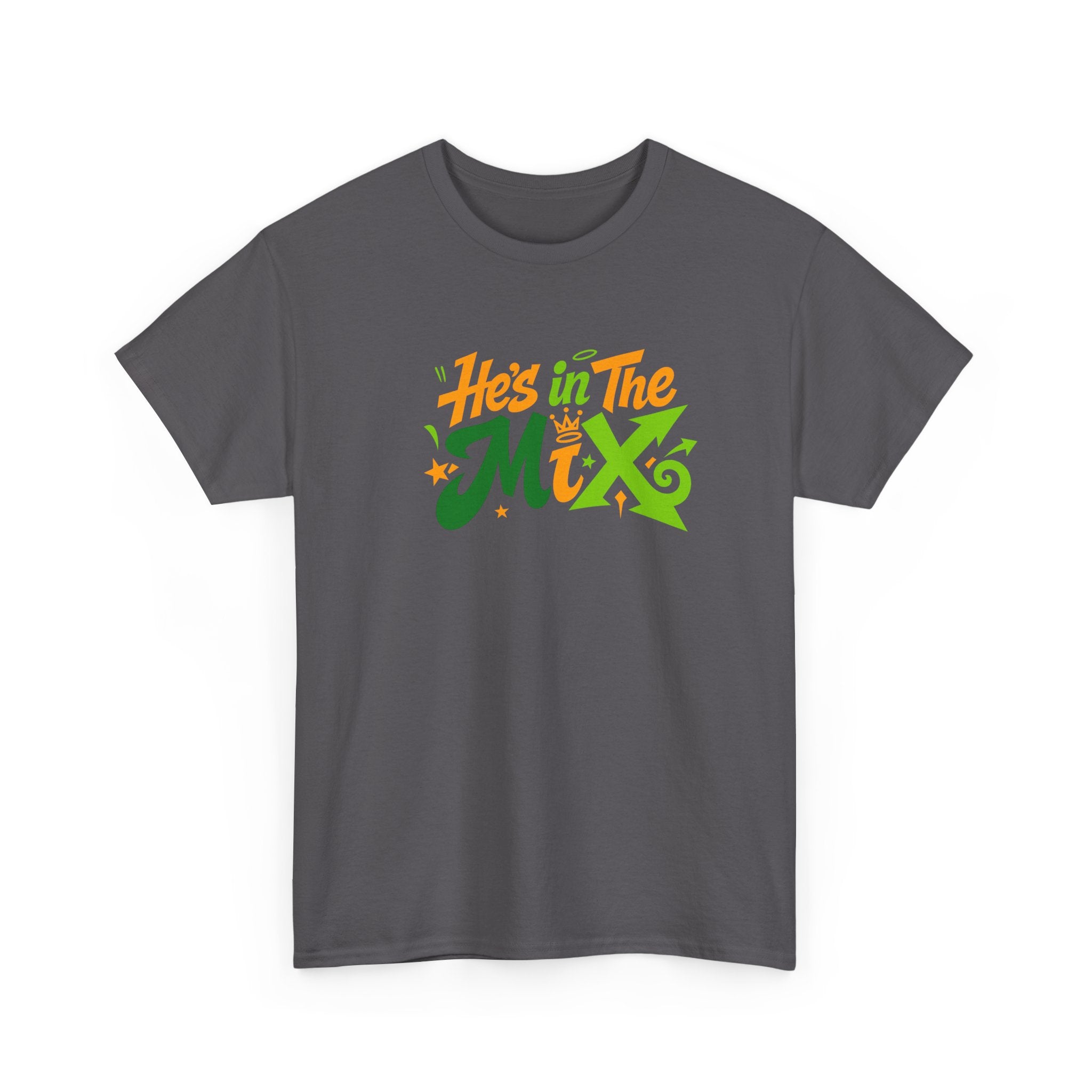 "He's in the Mix" T-Shirt — Retro Green & Orange DJ/Music Tee