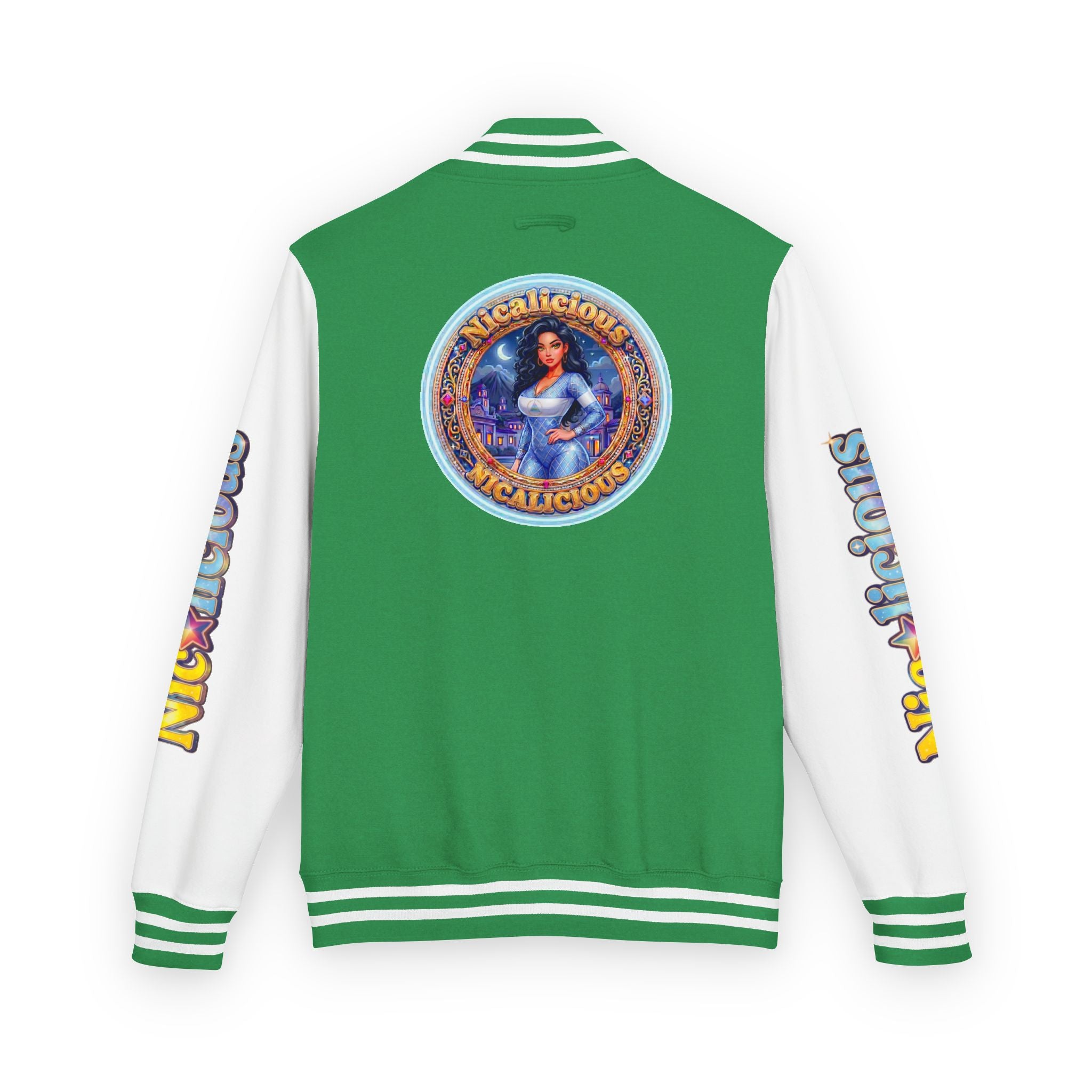 Letterman Jacket — 'Nicalicious' Graphic Varsity Jacket with Retro Badge