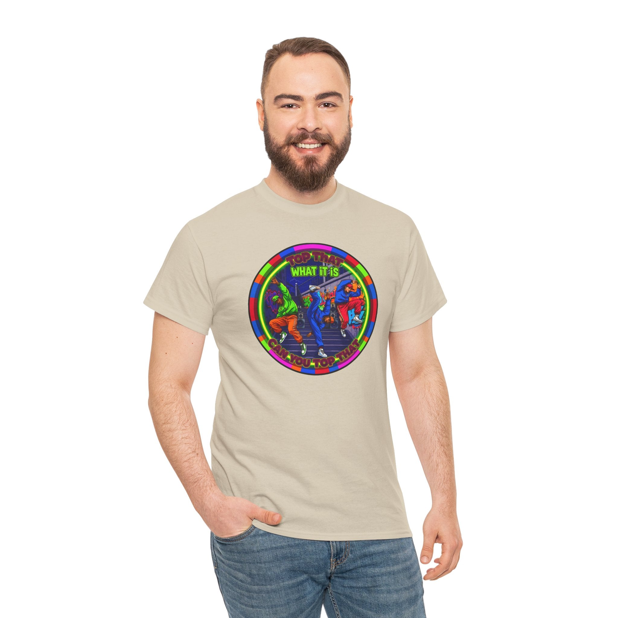 Dance Crew T-Shirt – "Top That What It Is" Retro Neon Graphic Tee