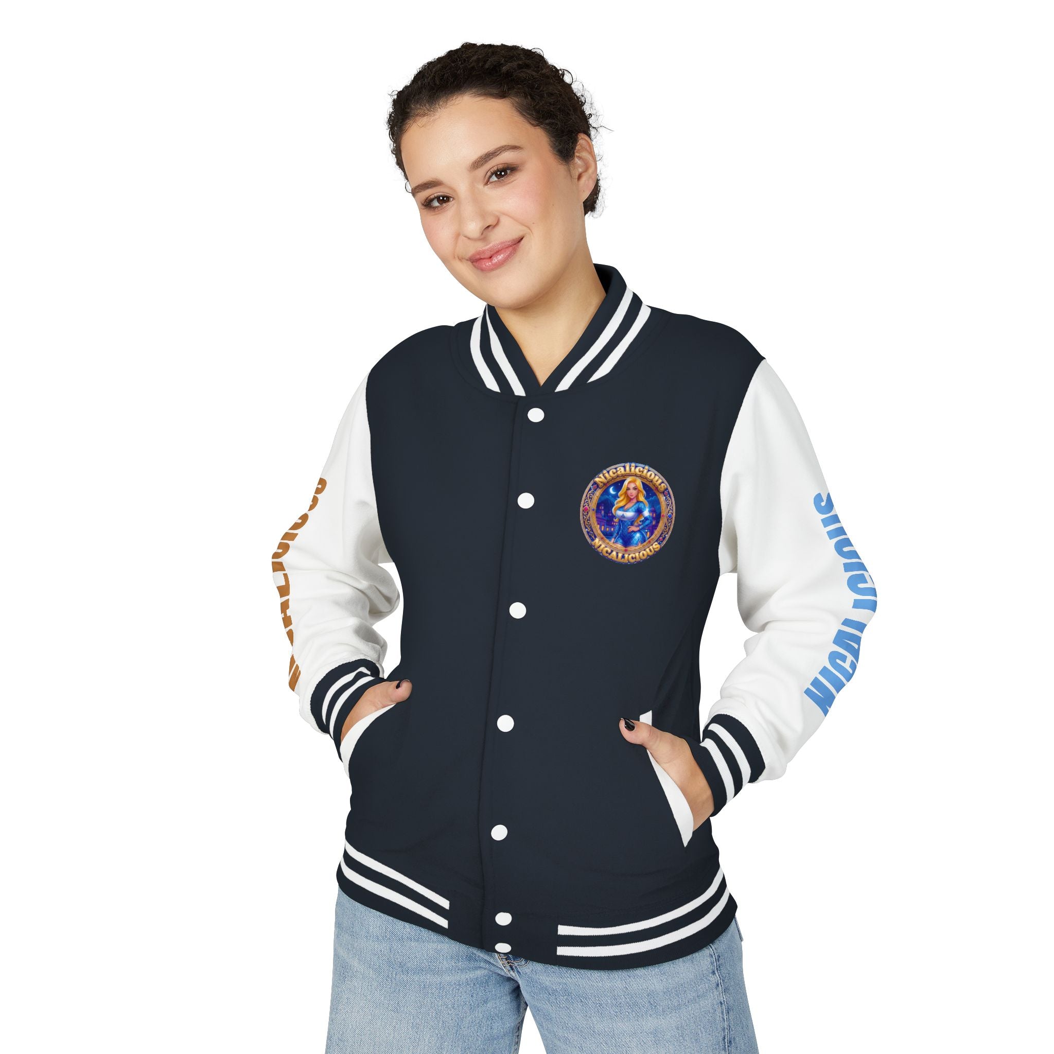 Letterman Jacket — 'Nicalicious' Retro Varsity Jacket with Angel Crest