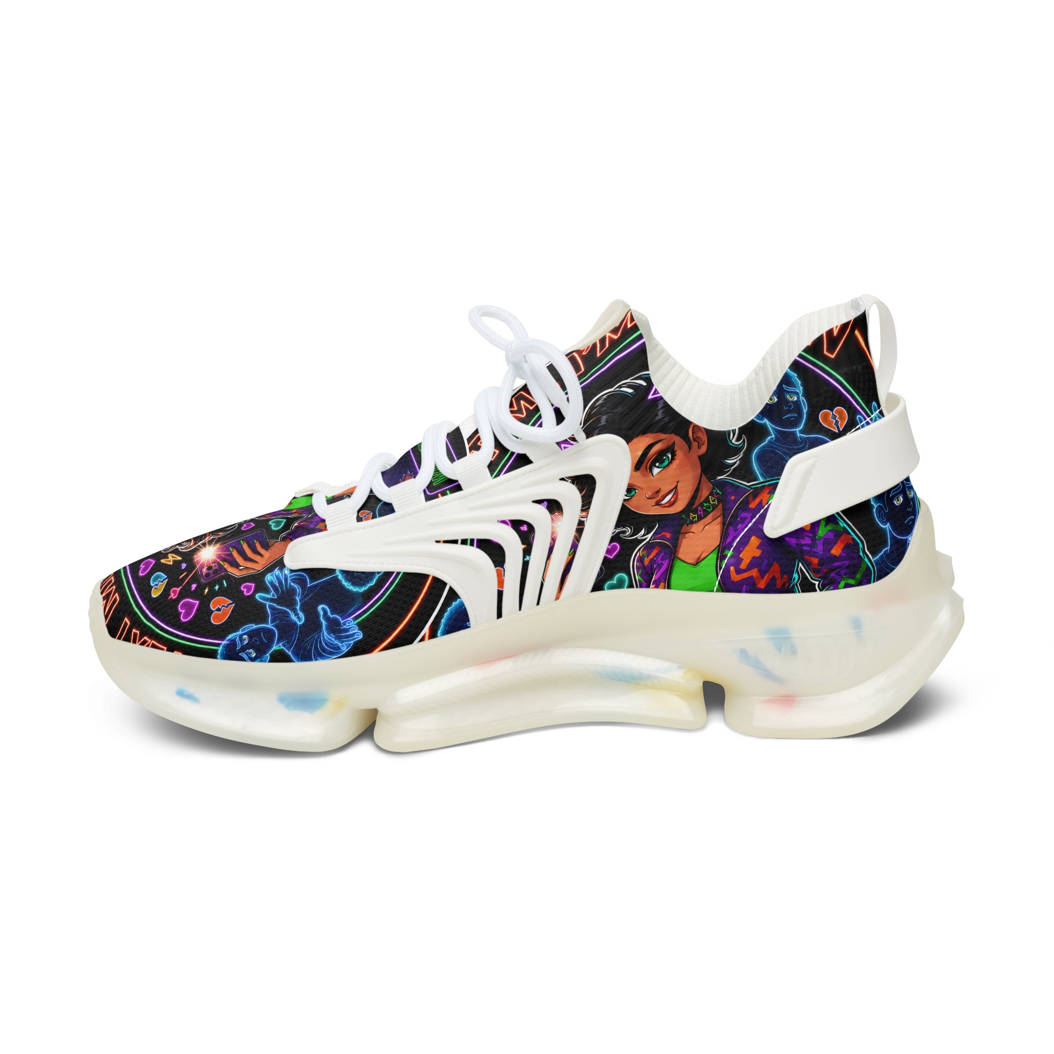 Women's Mesh Sneakers — Colorful Afrocentric Art Print Athletic Shoes